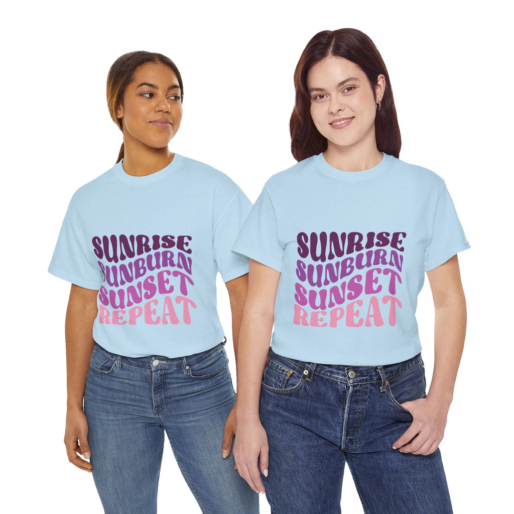 Sunrise Sunburn Sunset Repeat Retro Beach Tee