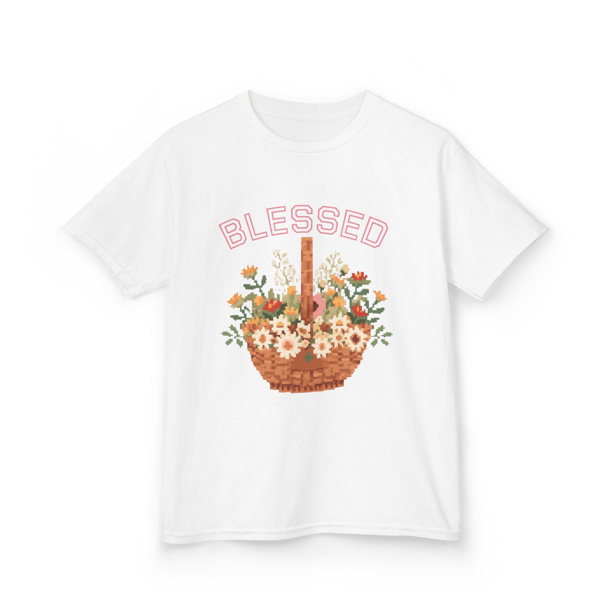 Kids 'Blessed' Floral Basket Tee — Cute Spring Youth T-Shirt