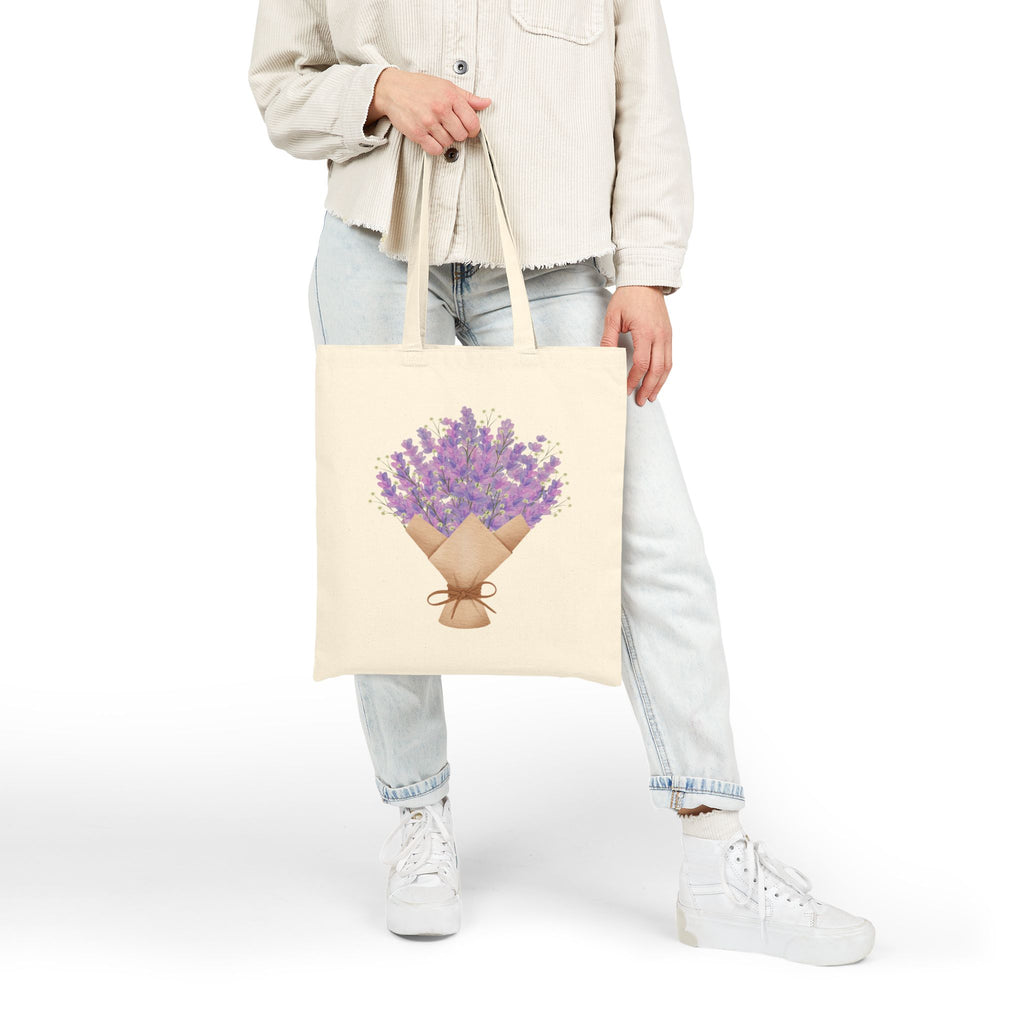 Lavender Flowers Bouquet Canvas Tote — Floral 100% Cotton Tote Bag