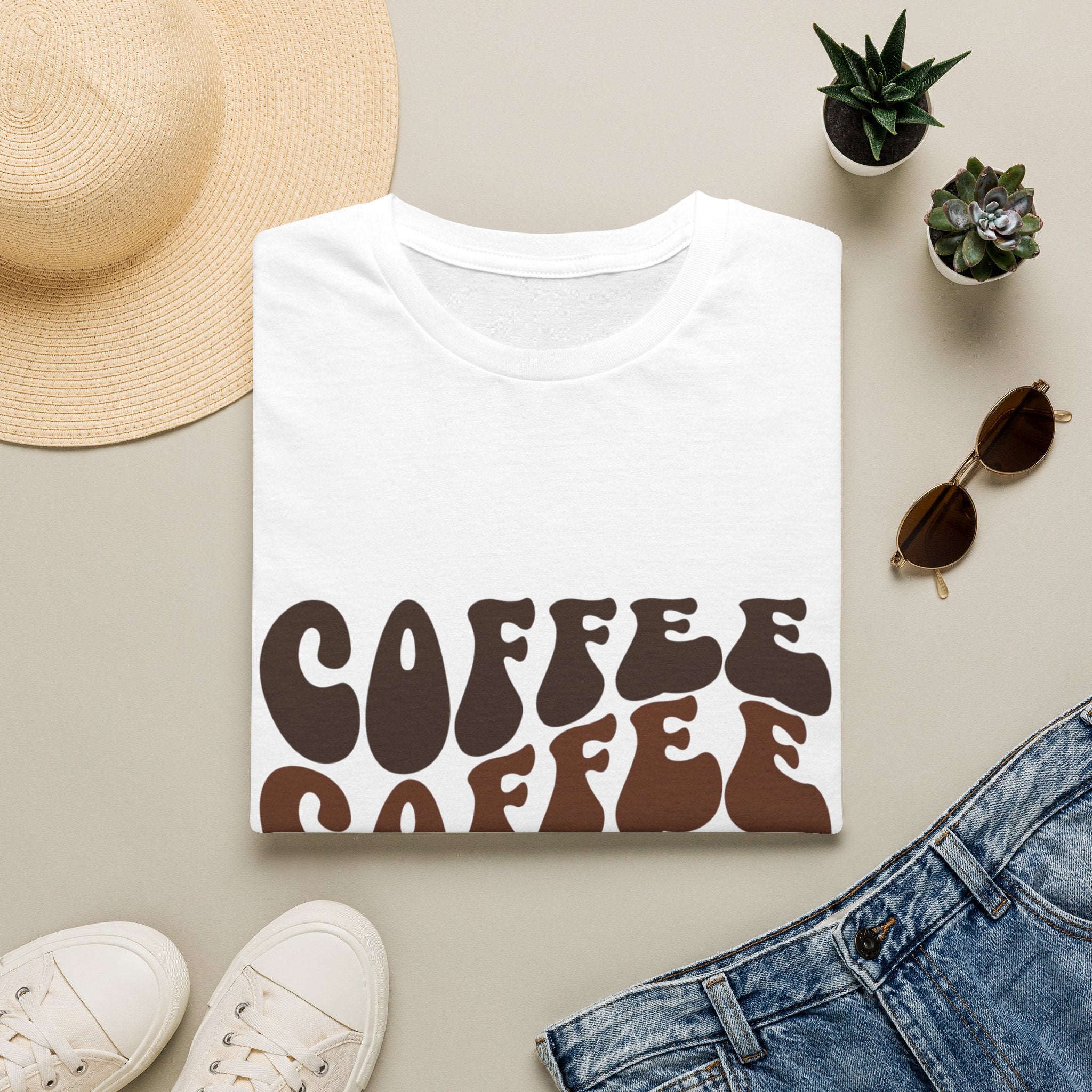 Coffee Layered Text T-Shirt - Coffee Aesthetic vibe T-shirt