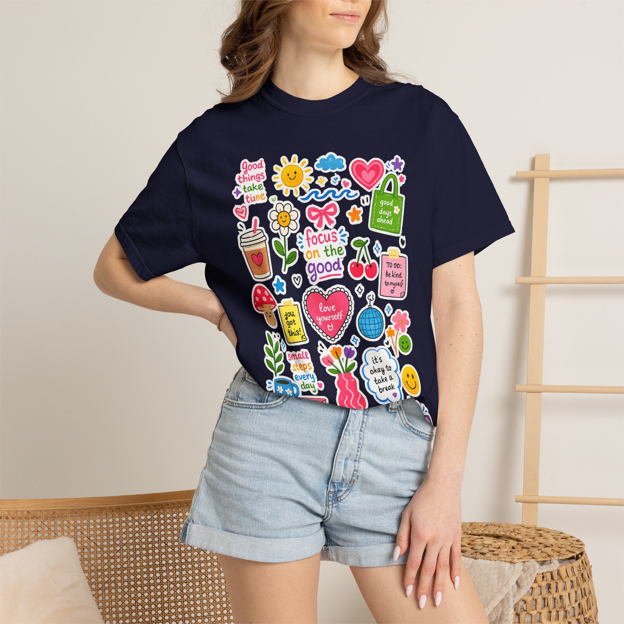 Positive Doodles Graphic T-Shirt — "Focus on the Good" Inspirational Tee