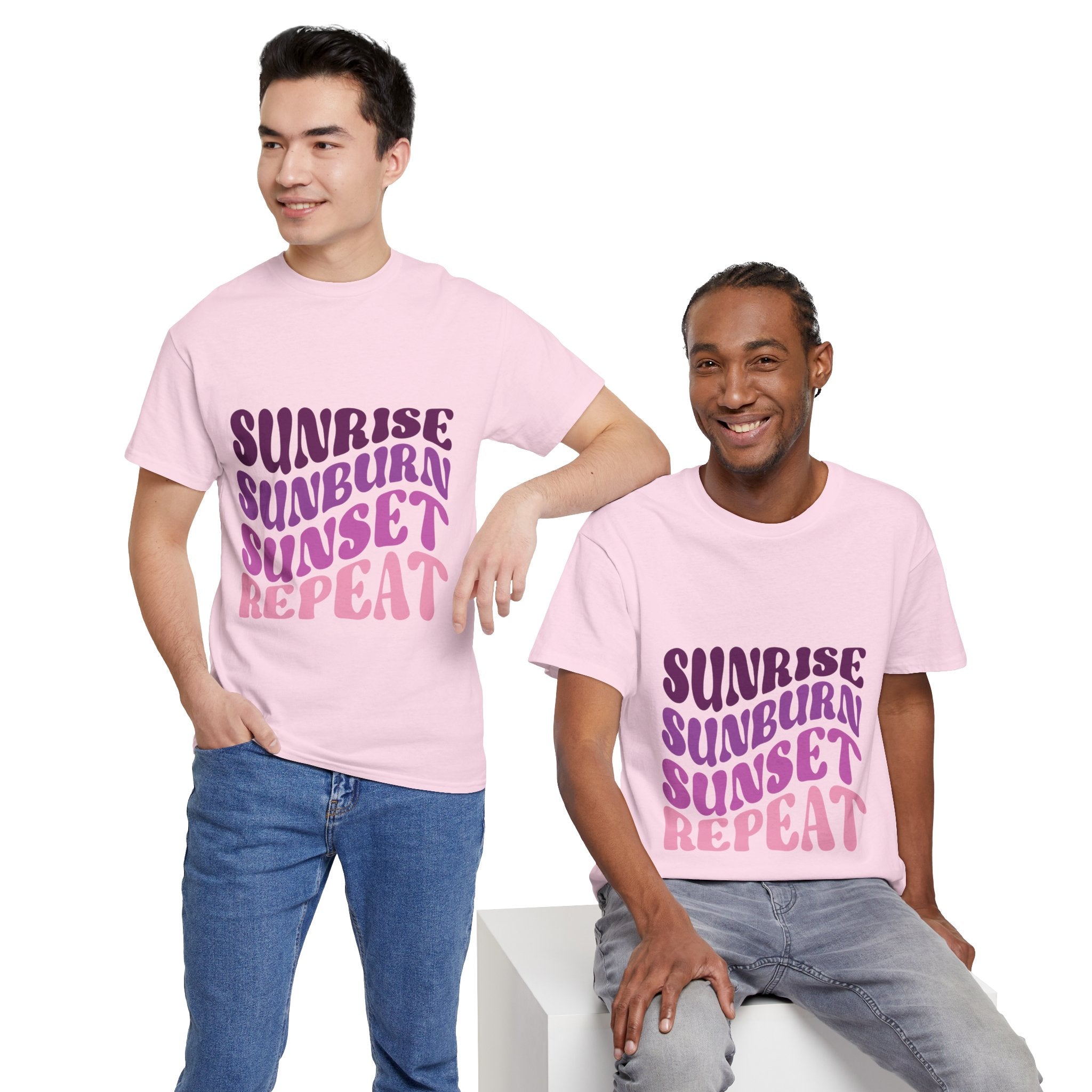 Sunrise Sunburn Sunset Repeat Retro Beach Tee