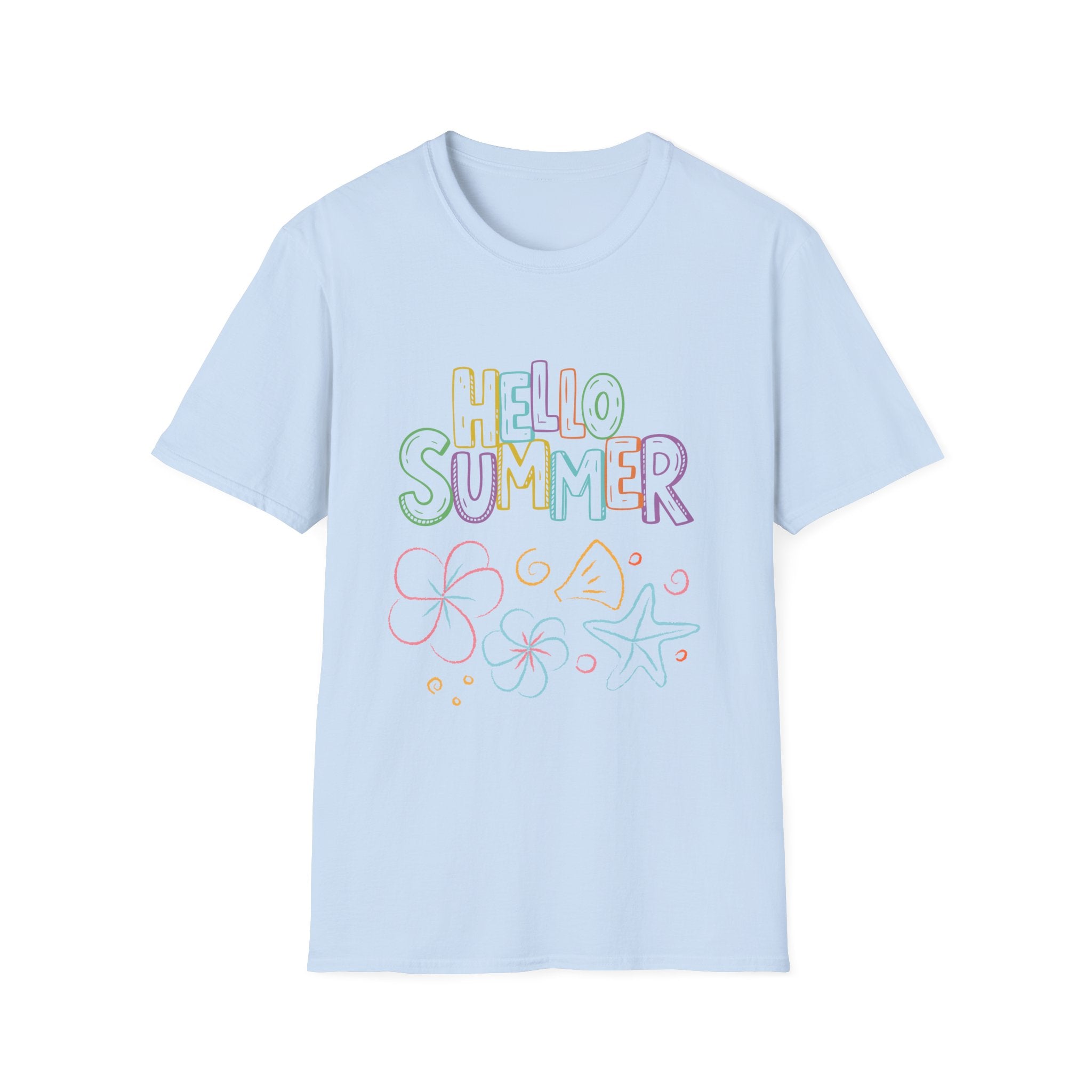 Hello Summer T-Shirt — Pastel Beach Vibes Graphic Tee