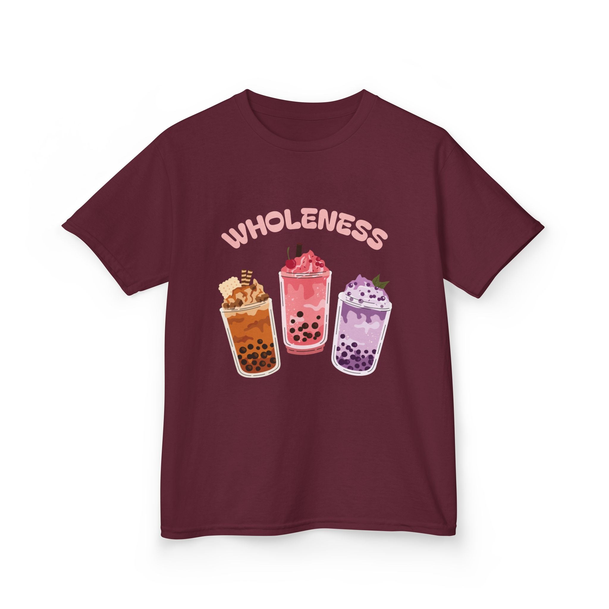 Youth Comfortable Boba Tea "WHOLENESS" Printed T-shirt