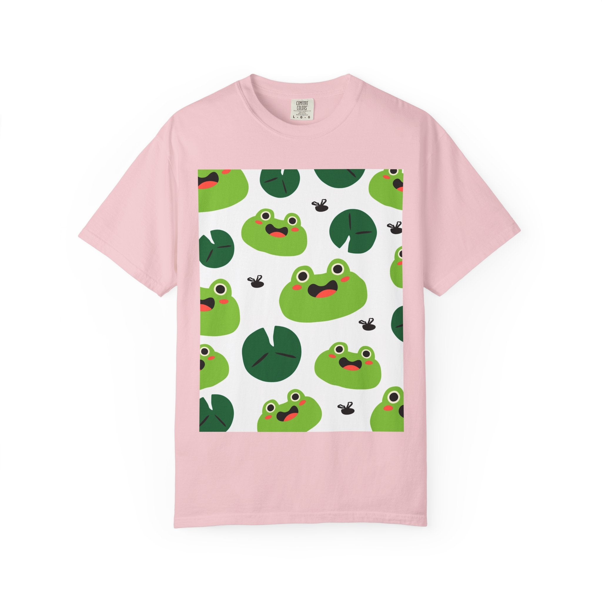 Frog Pattern T-Shirt — Cute Lily Pad Frogs Graphic Tee