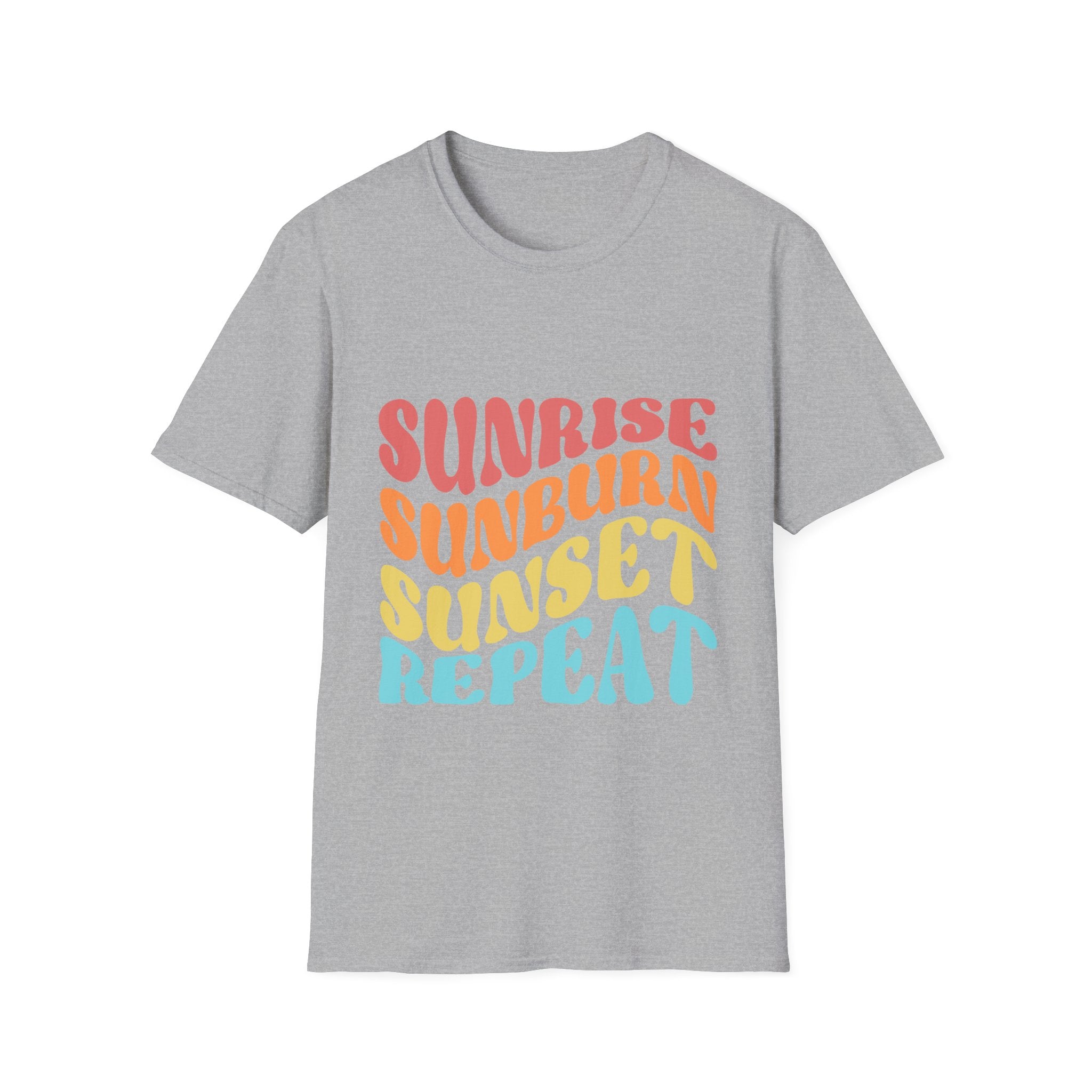 Sunrise Sunburn Sunset Repeat Text Printed T-Shirt