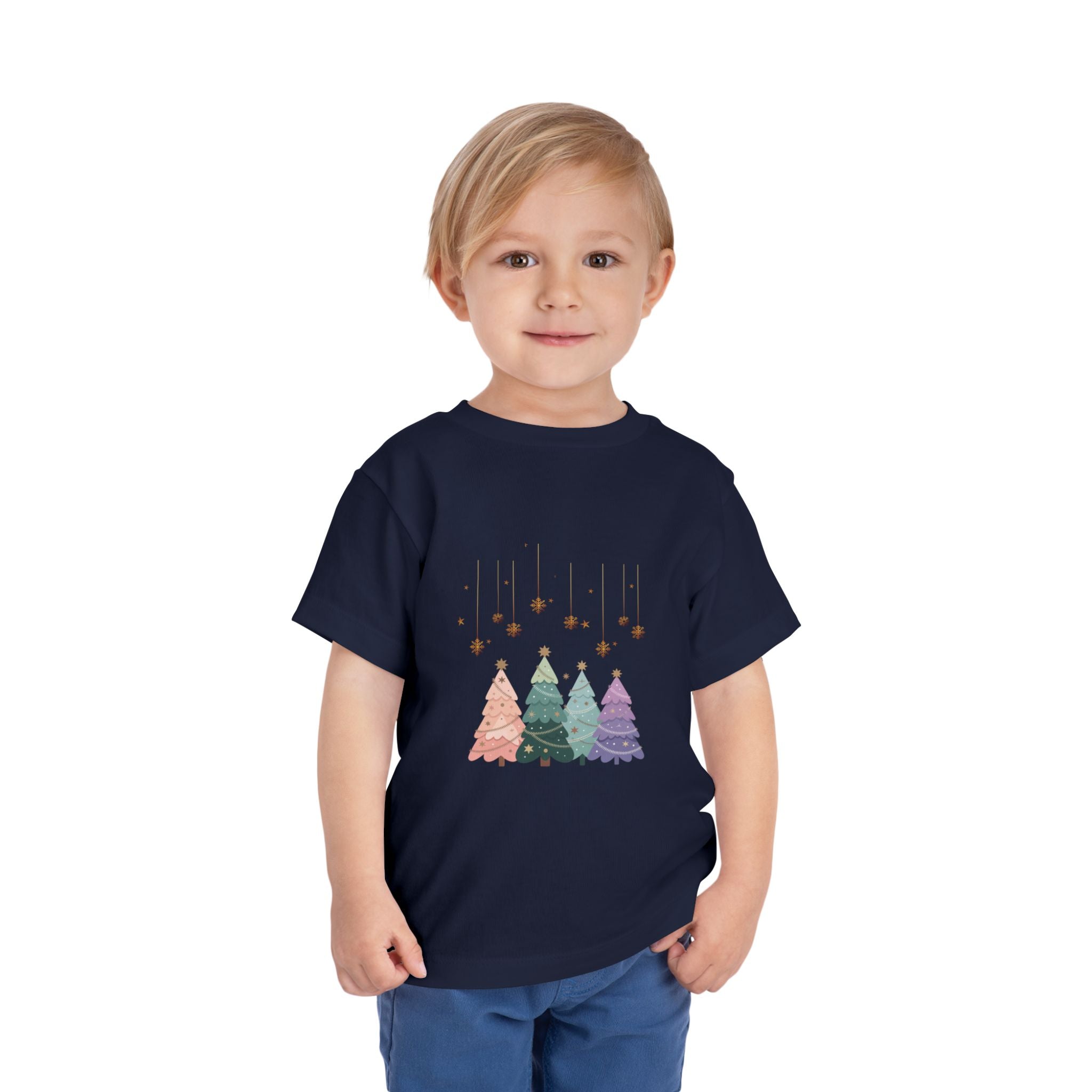 Toddler Tee — Pastel Rainbow Christmas Trees Holiday Shirt