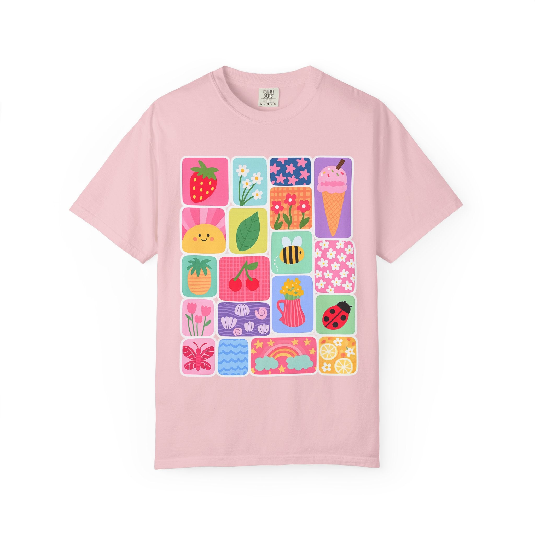 Retro Cute Icons Summer T-Shirt — Colorful Illustration Tee