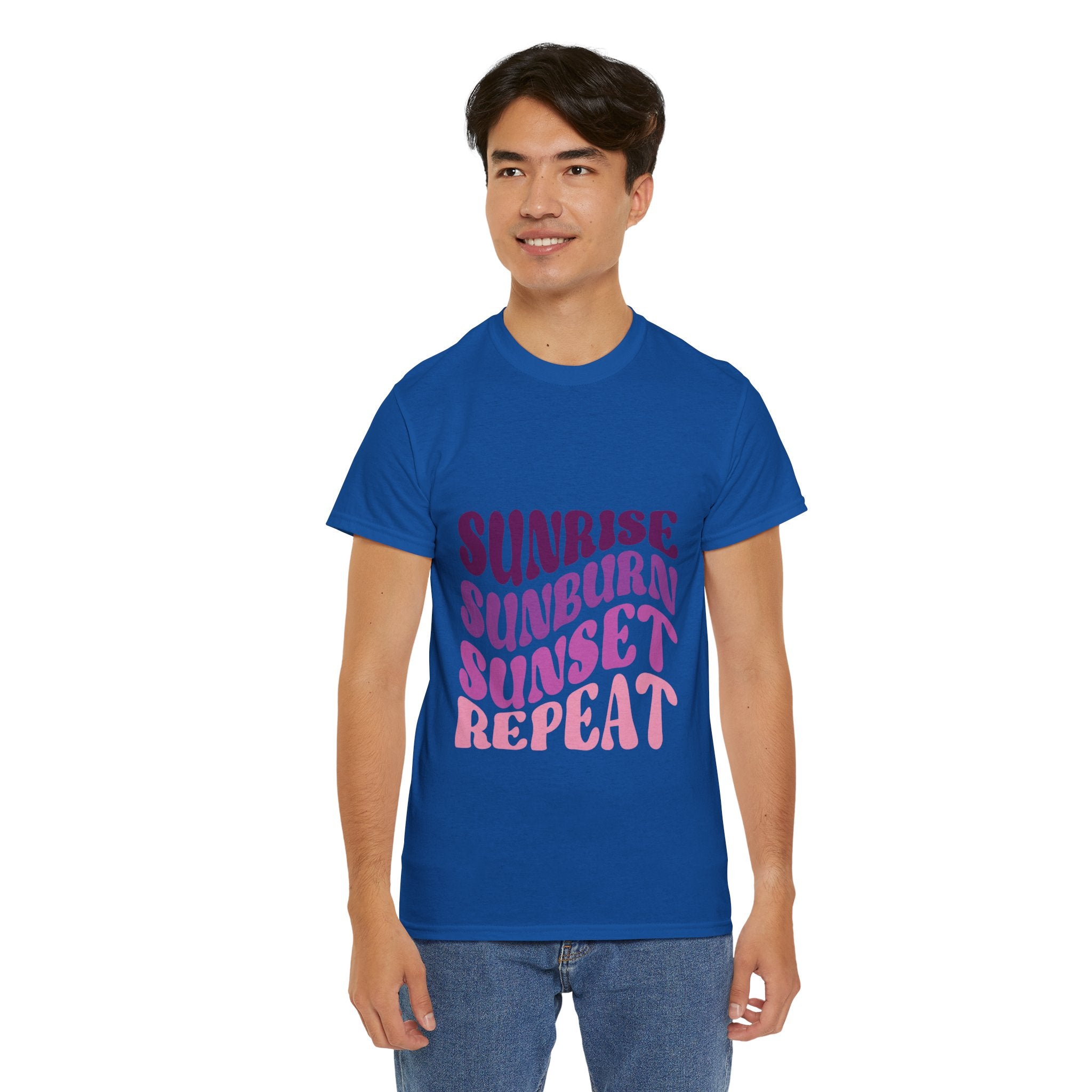 Sunrise Sunburn Sunset Repeat Retro Beach Tee