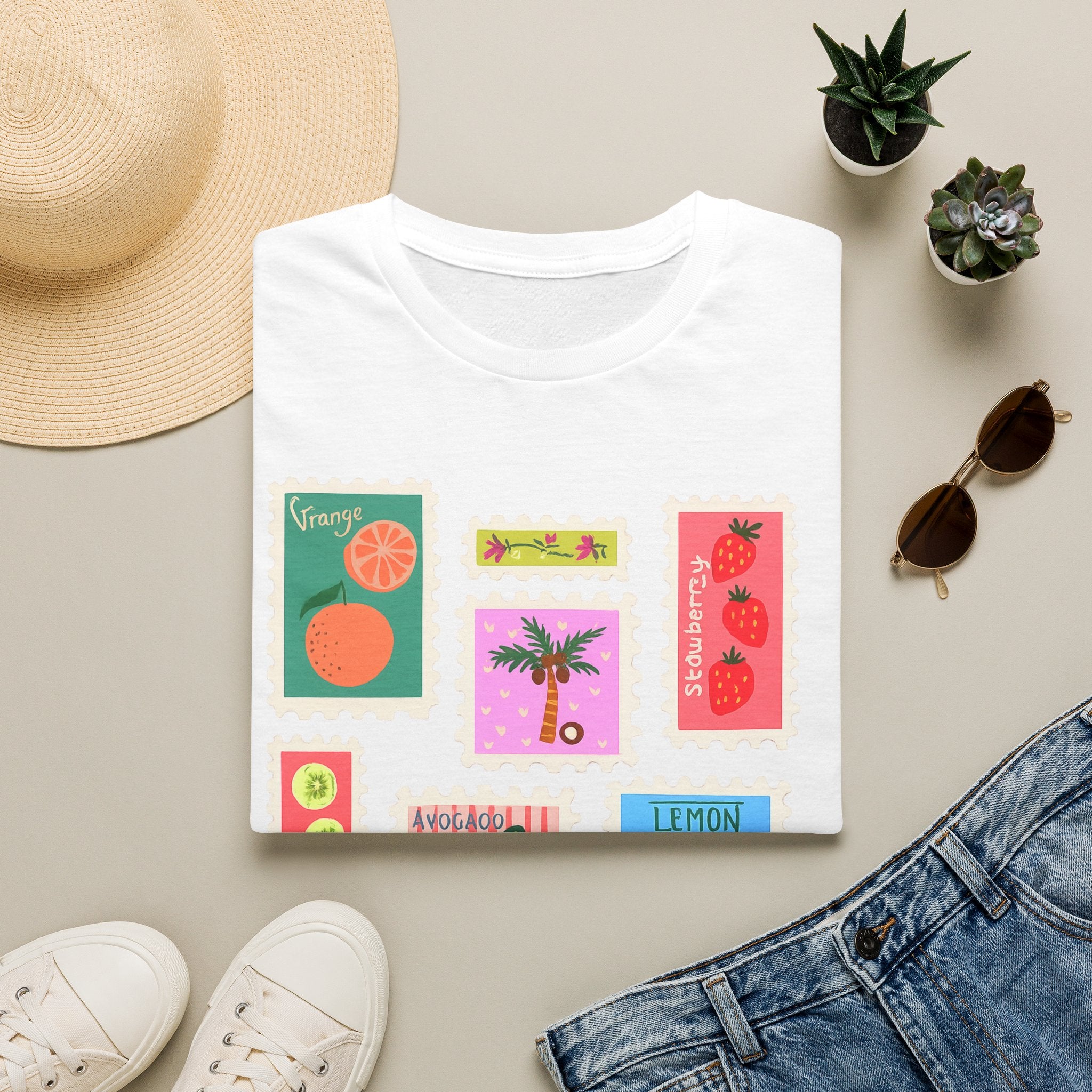 Fruit Patch Graphic T-Shirt — Tropical Citrus & Avocado Art Tee