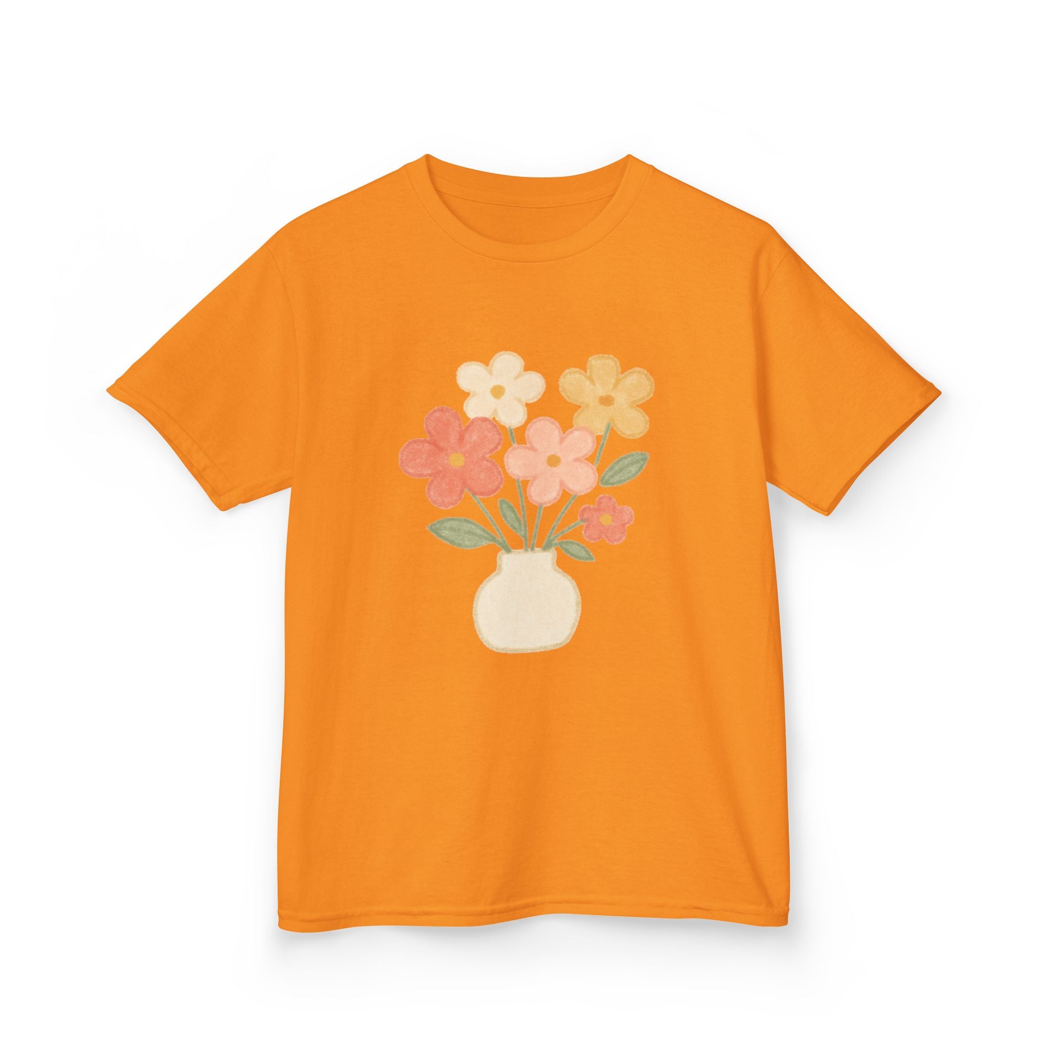 Kids Floral Vase Tee — Cute Retro Flower Graphic Shirt for Children