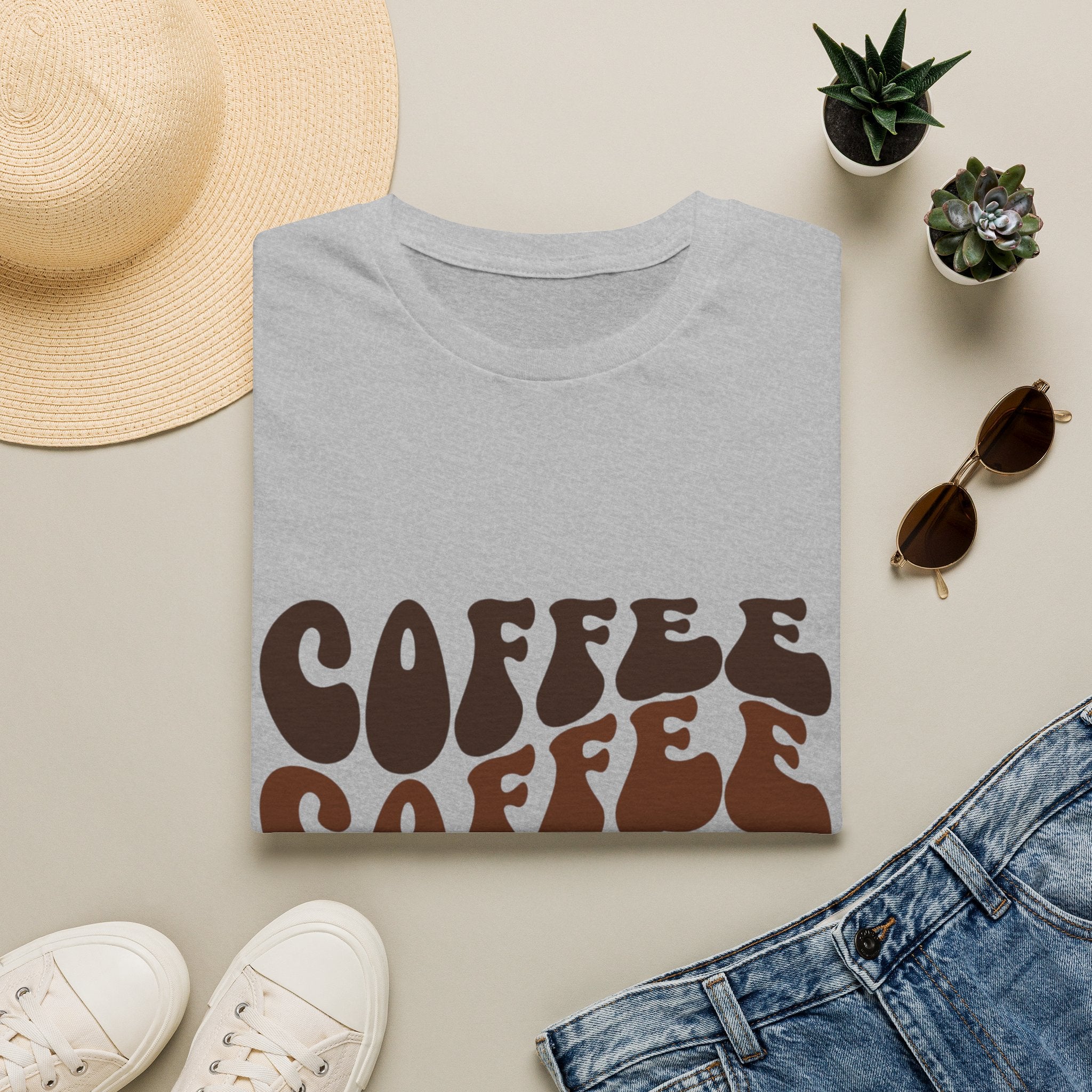 Coffee Layered Text T-Shirt - Coffee Aesthetic vibe T-shirt