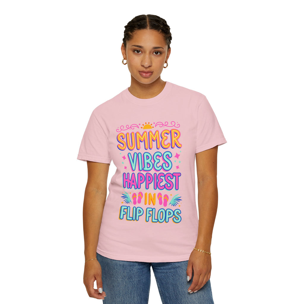 Summer Vibes Happiest in Flip Flops Text Printed Unisex T-Shirt