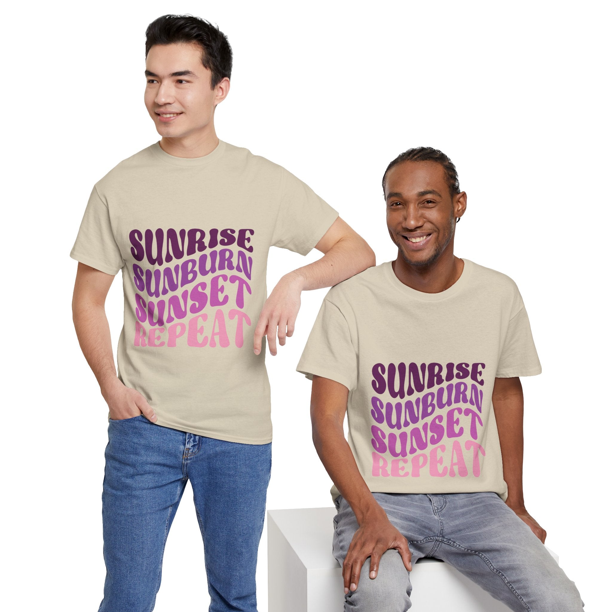 Sunrise Sunburn Sunset Repeat Retro Beach Tee