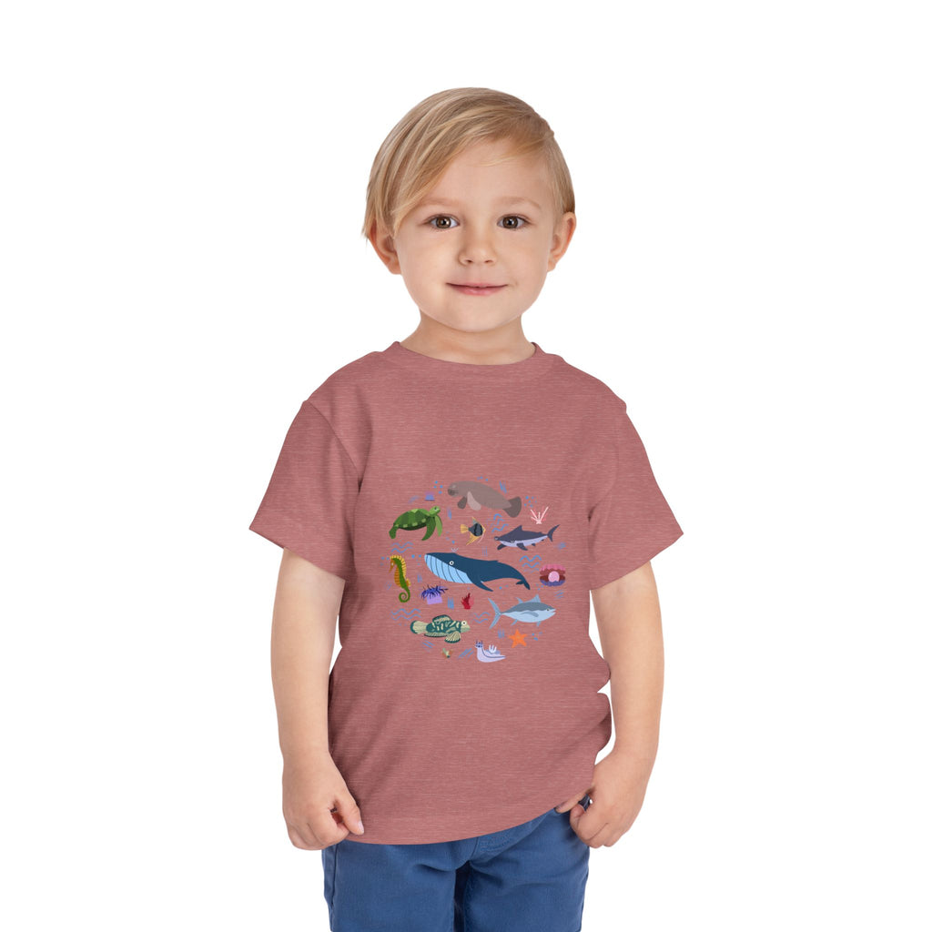 Toddler Tee — Cute Ocean Animals Circle Graphic
