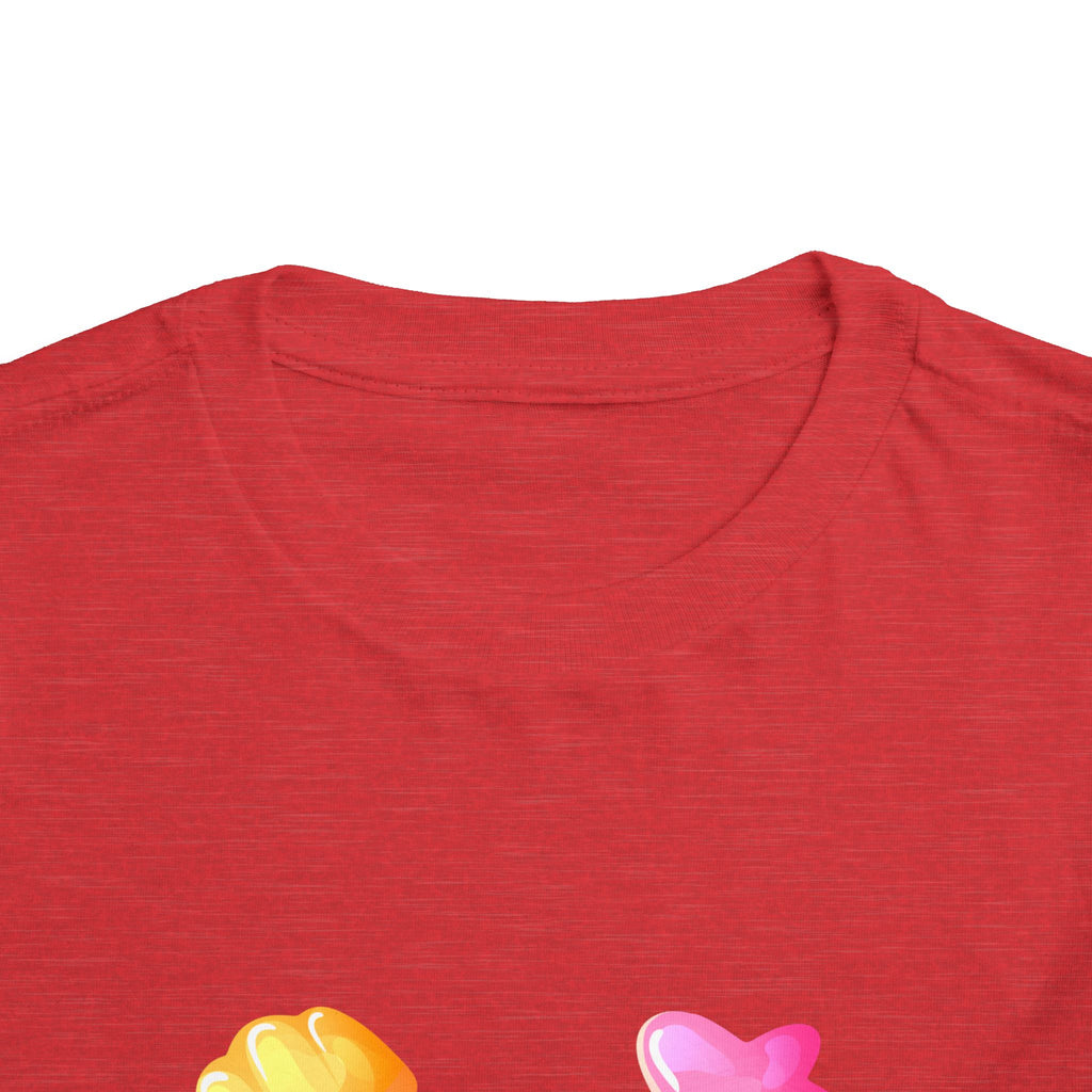 Toddler Candy Shapes Tee — Colorful Candy Heart Star Graphic Shirt for Kids