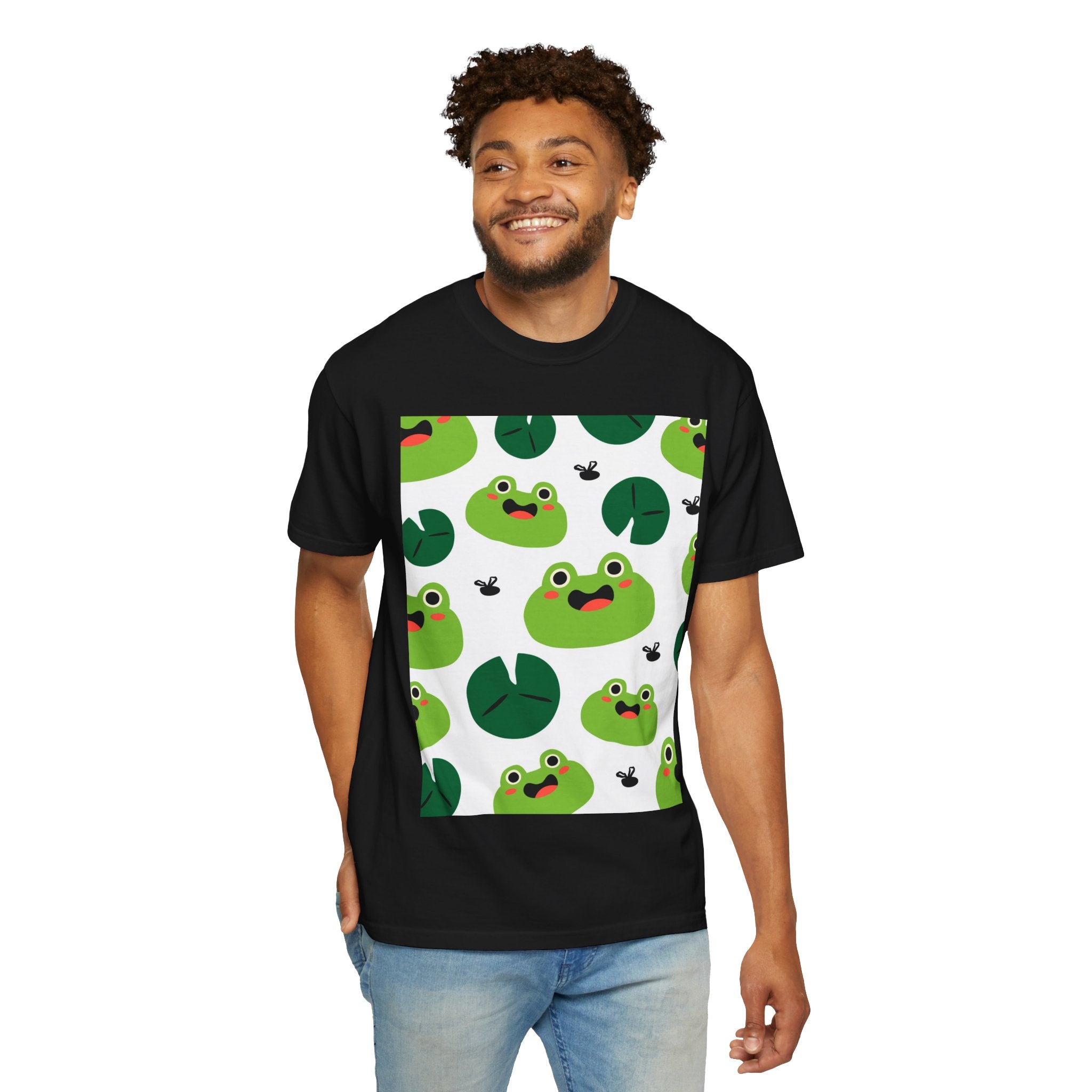 Frog Pattern T-Shirt — Cute Lily Pad Frogs Graphic Tee