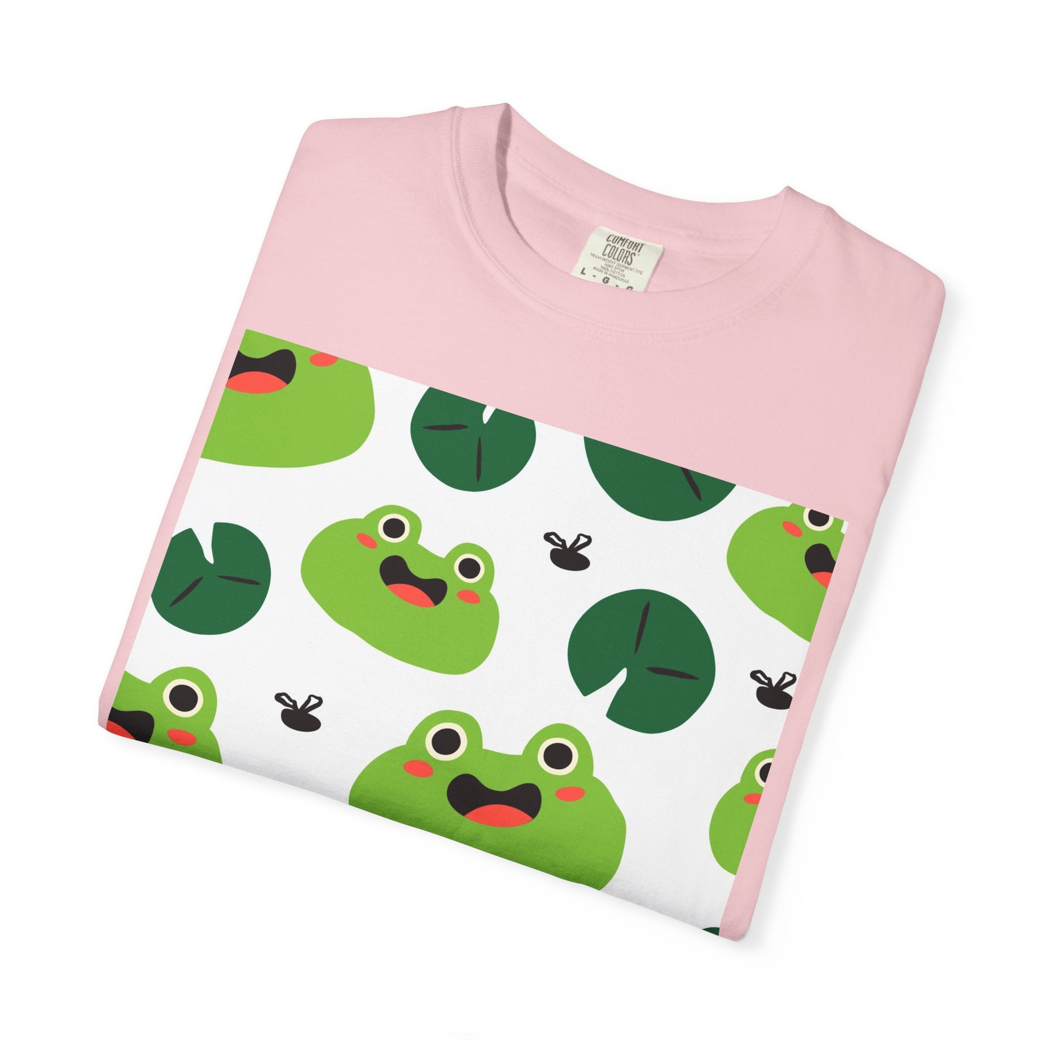 Frog Pattern T-Shirt — Cute Lily Pad Frogs Graphic Tee
