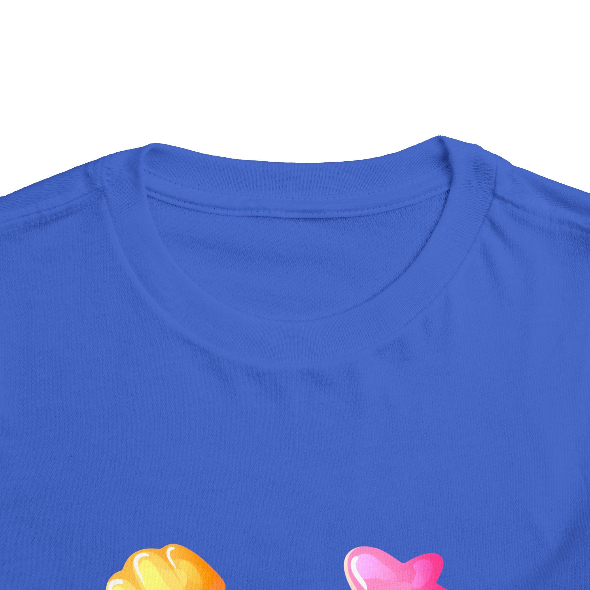 Toddler Candy Shapes Tee — Colorful Candy Heart Star Graphic Shirt for Kids