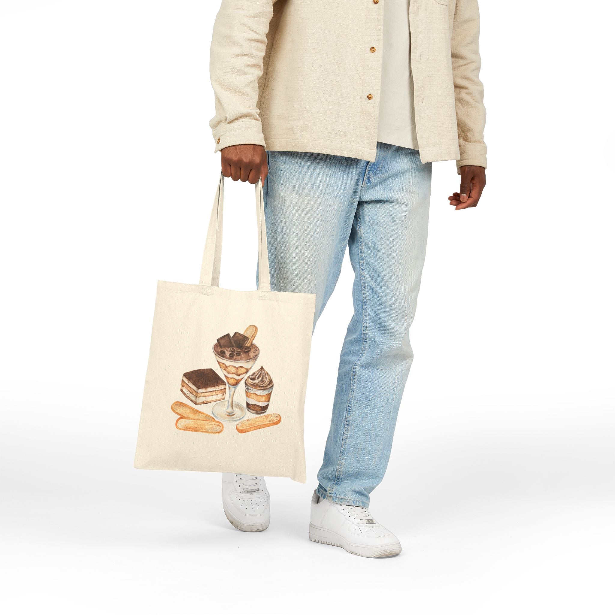 Tiramisu Dessert Lover Canvas Tote Bag — Classic Pastry Cotton Tote