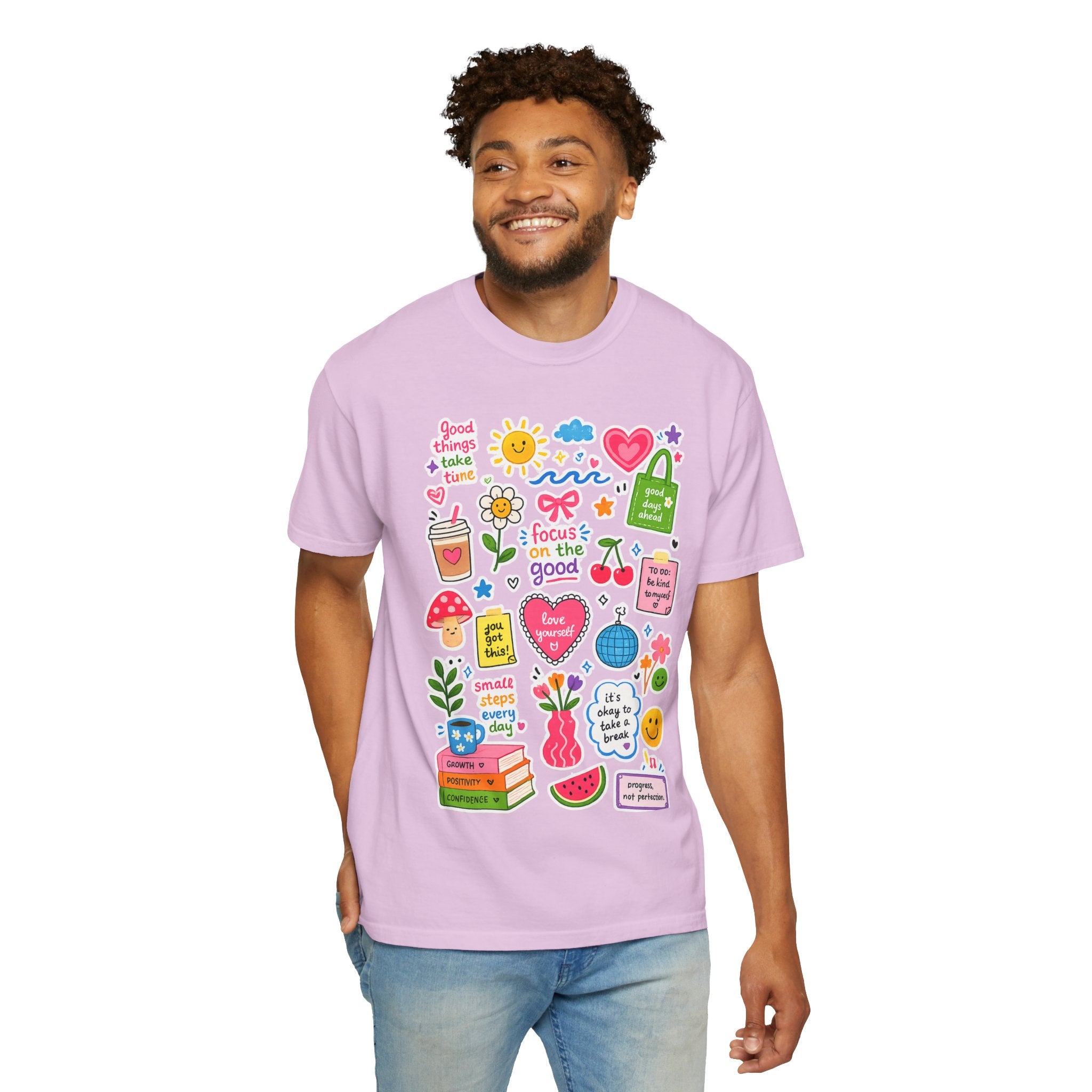 Positive Doodles Graphic T-Shirt — "Focus on the Good" Inspirational Tee