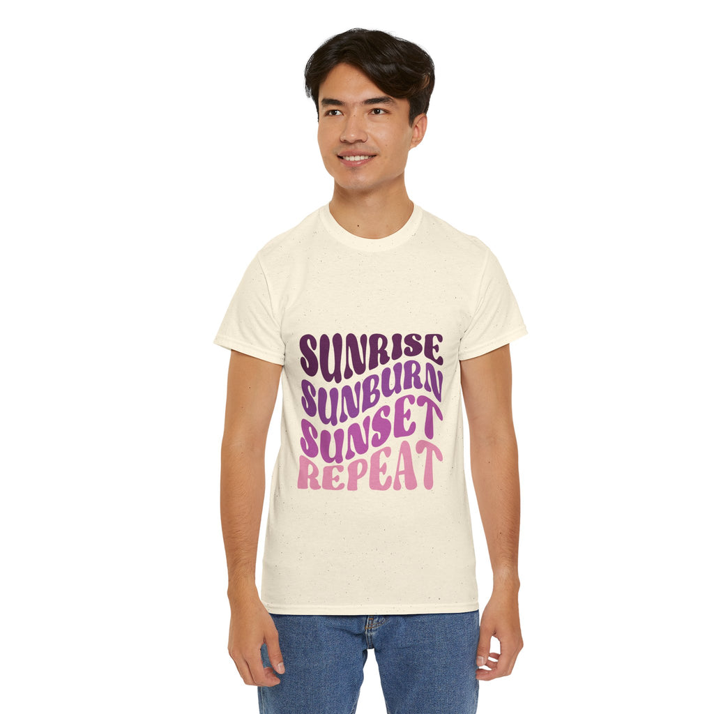Sunrise Sunburn Sunset Repeat Retro Beach Tee