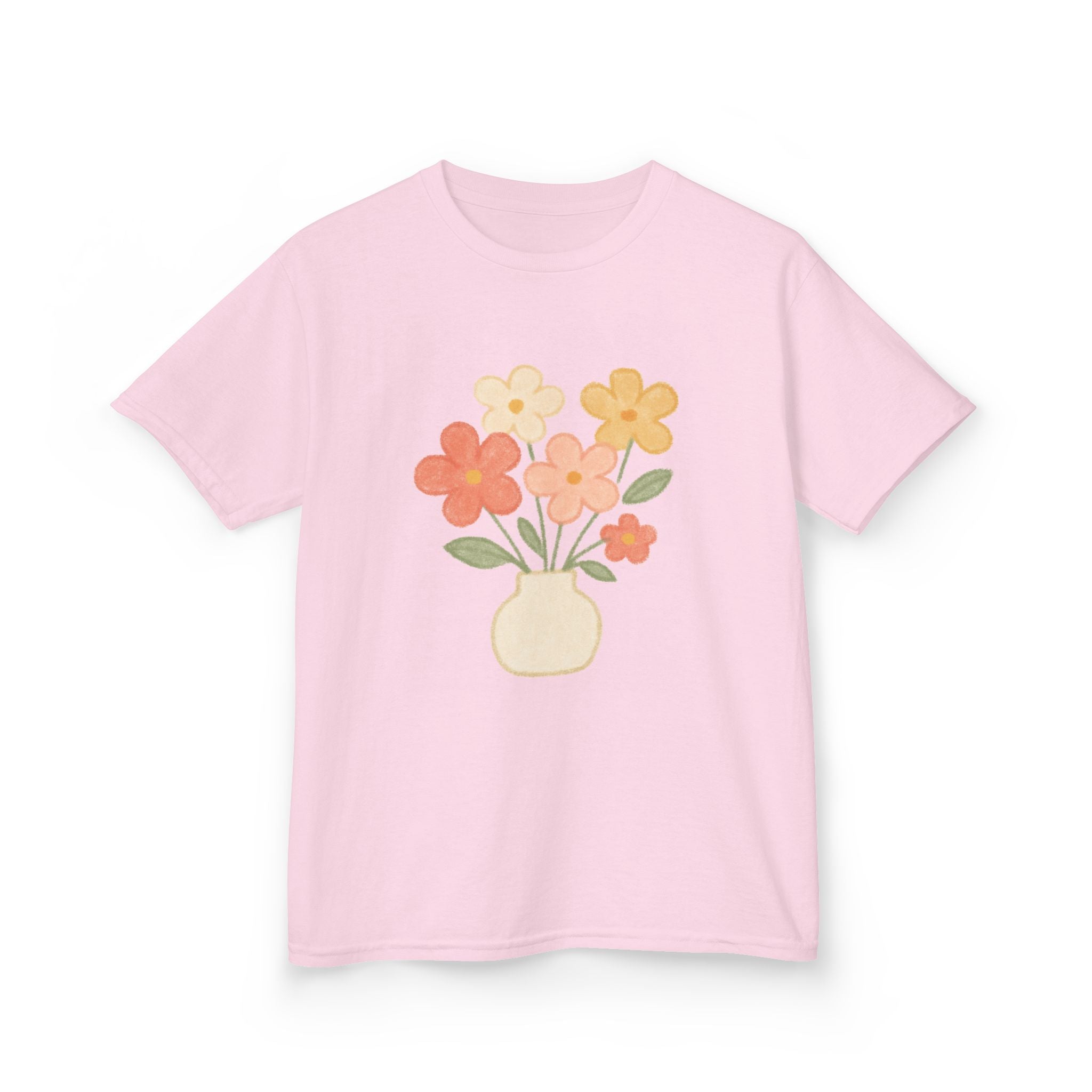 Kids Floral Vase Tee — Cute Retro Flower Graphic Shirt for Children