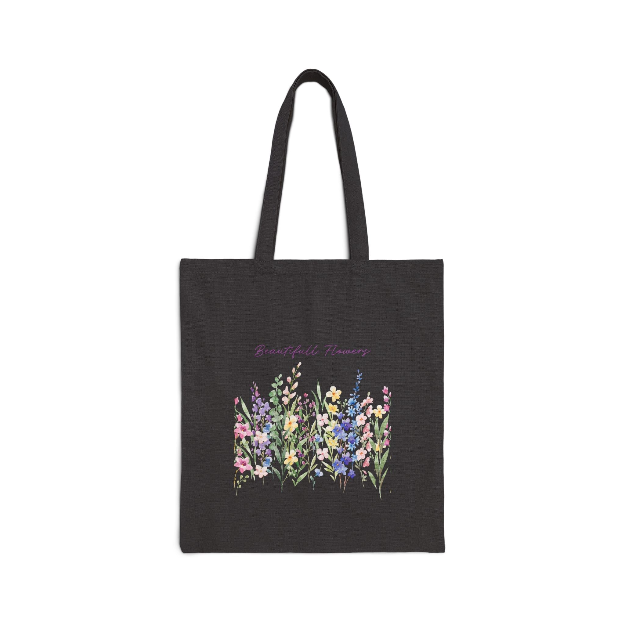 Floral Wildflower Cotton Tote Bag – “Grateful for Flowers” Eco Market Bag