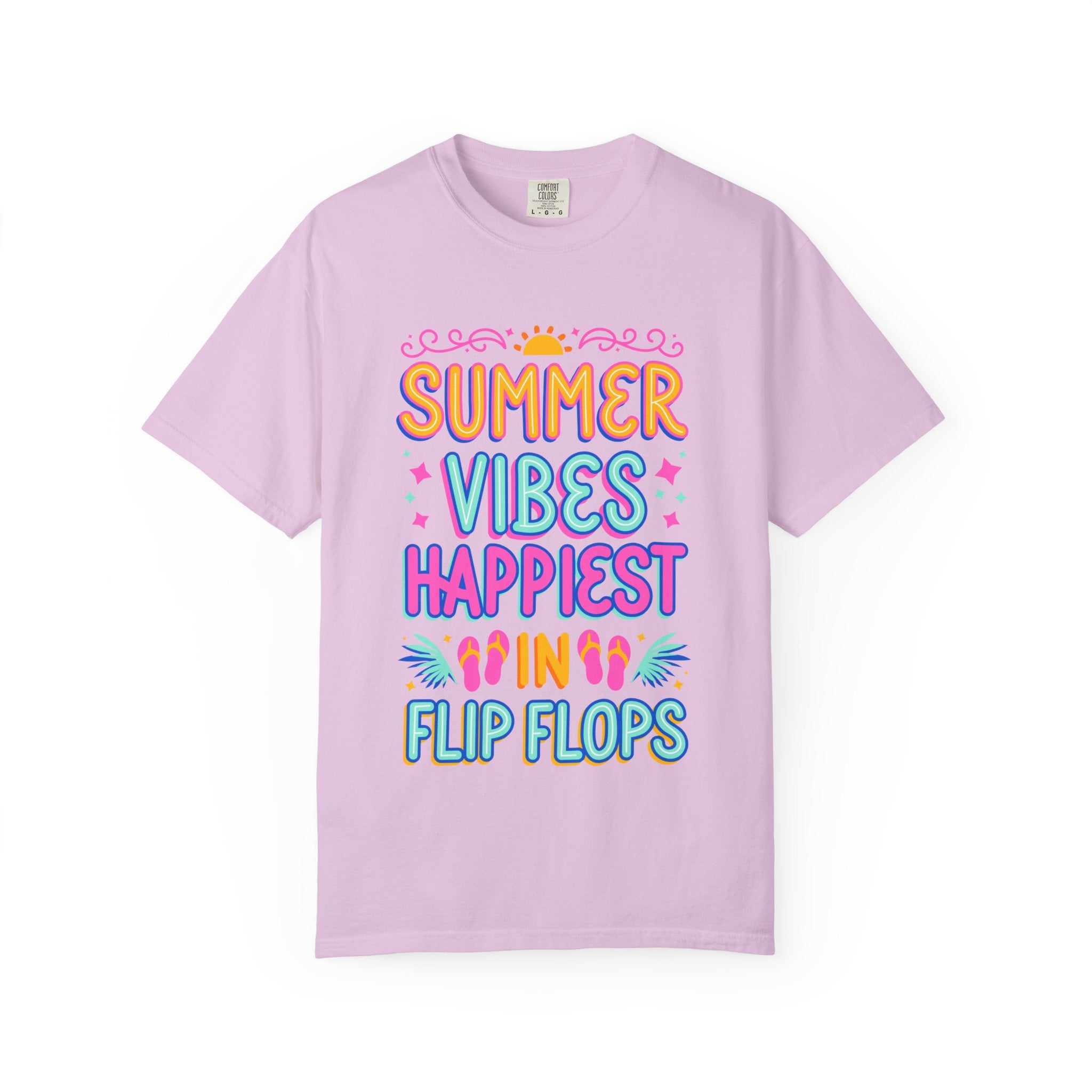 Summer Vibes Happiest in Flip Flops Text Printed Unisex T-Shirt