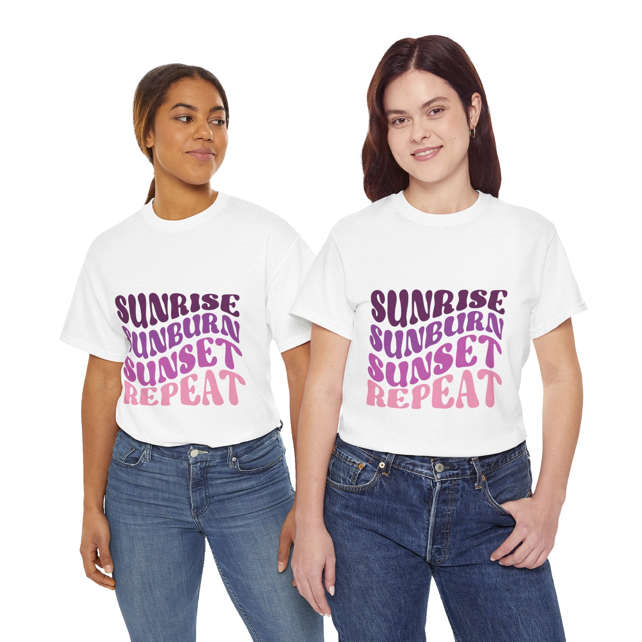 Sunrise Sunburn Sunset Repeat Retro Beach Tee