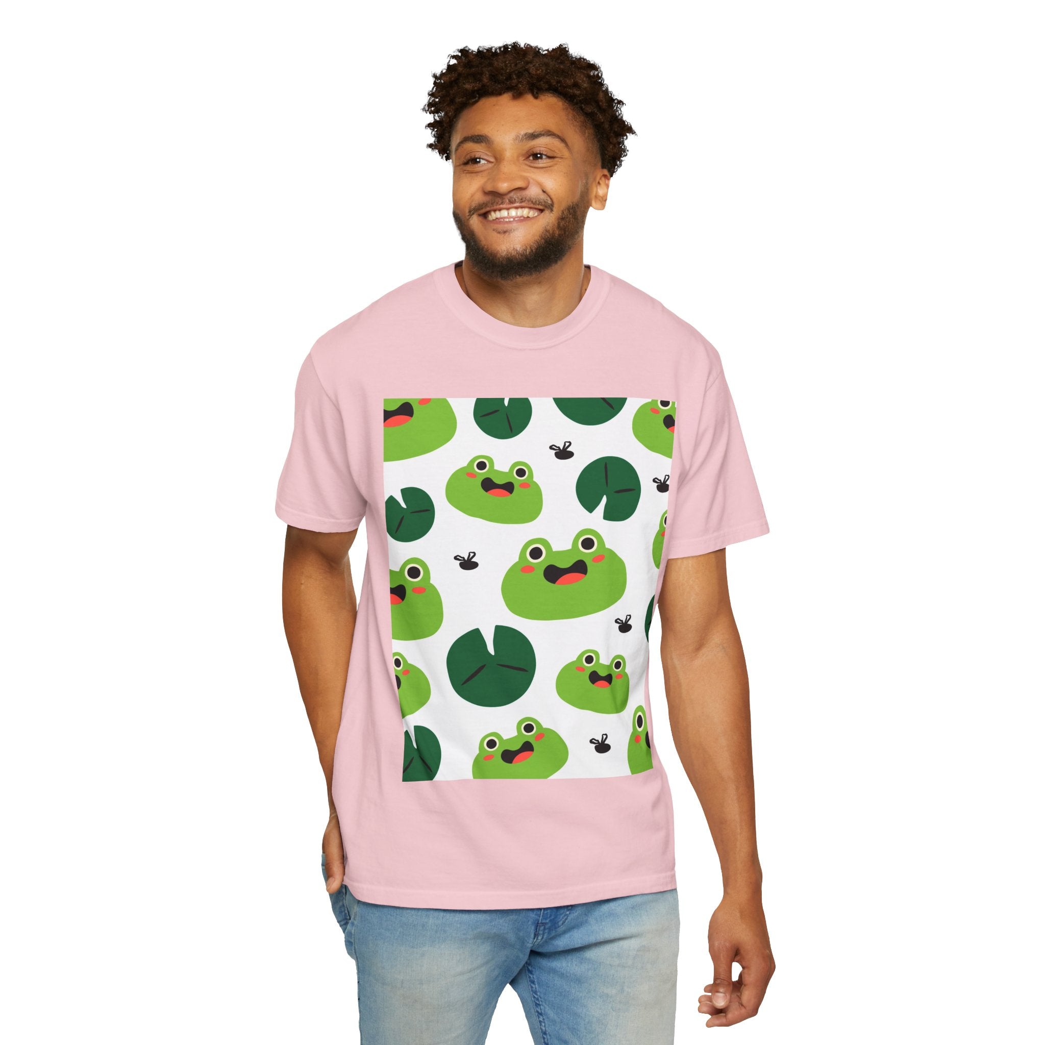 Frog Pattern T-Shirt — Cute Lily Pad Frogs Graphic Tee