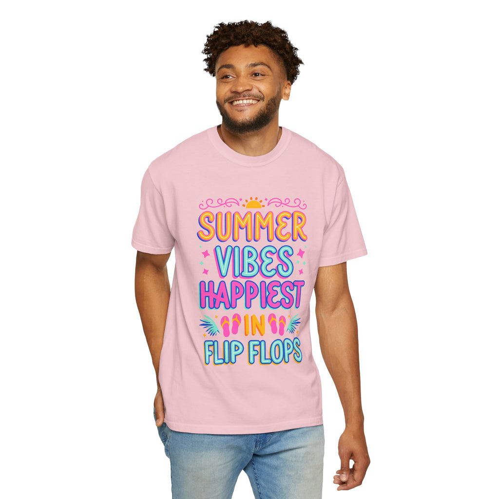 Summer Vibes Happiest in Flip Flops Text Printed Unisex T-Shirt