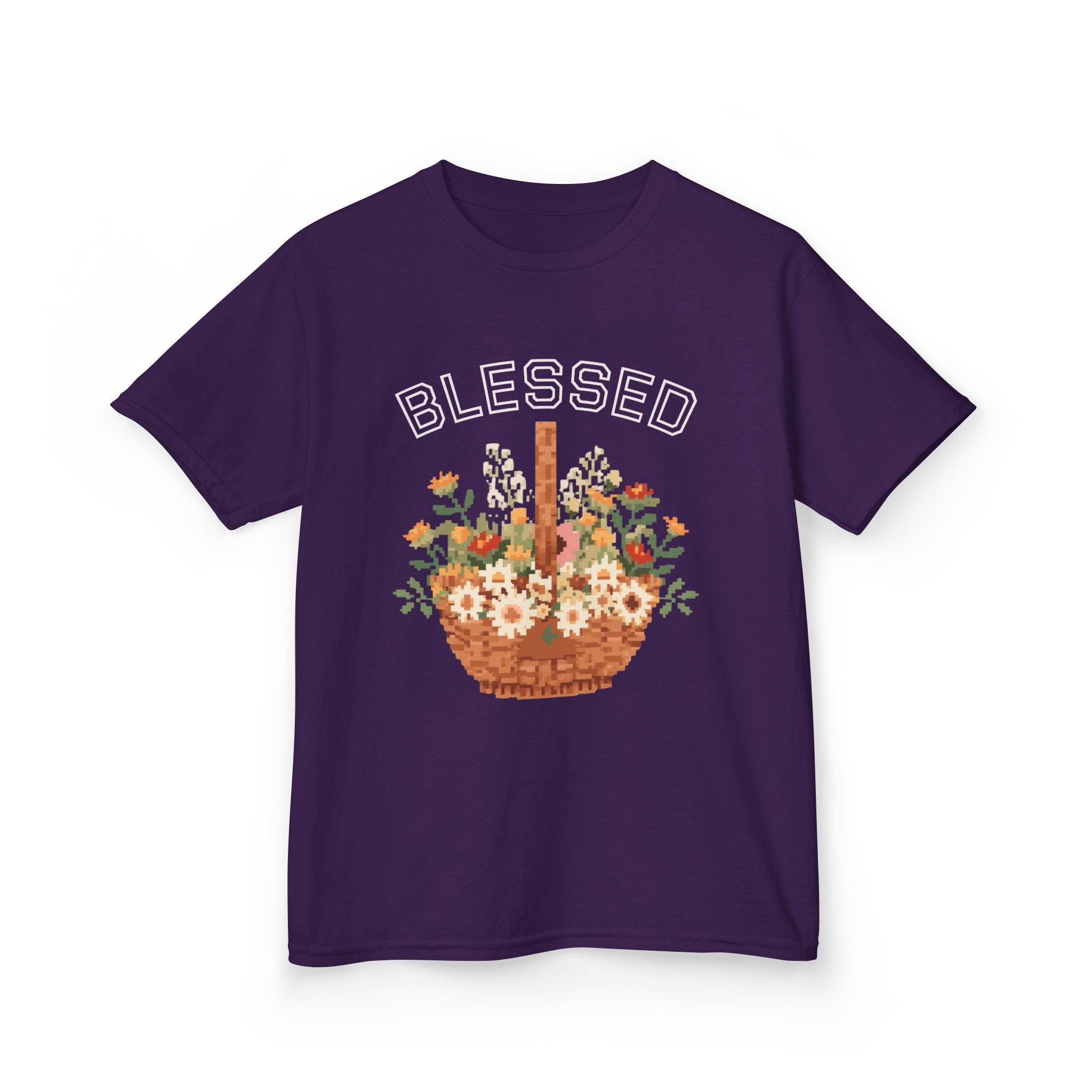 Kids 'Blessed' Floral Basket Tee — Cute Spring Youth T-Shirt