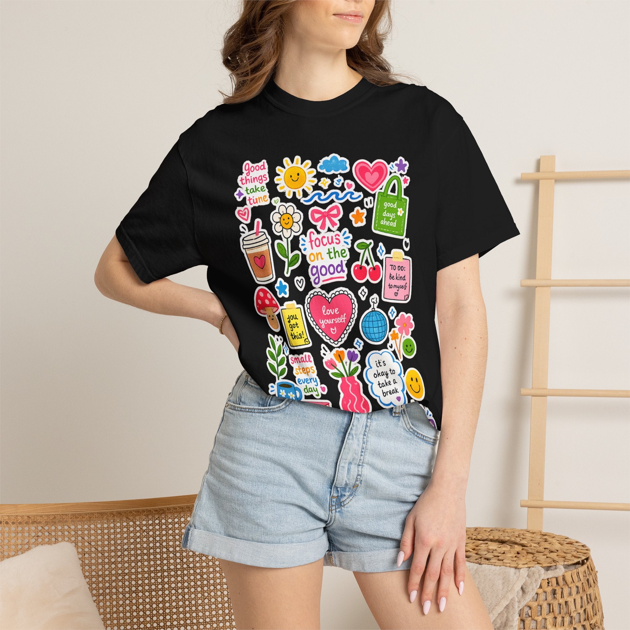 Positive Doodles Graphic T-Shirt — "Focus on the Good" Inspirational Tee