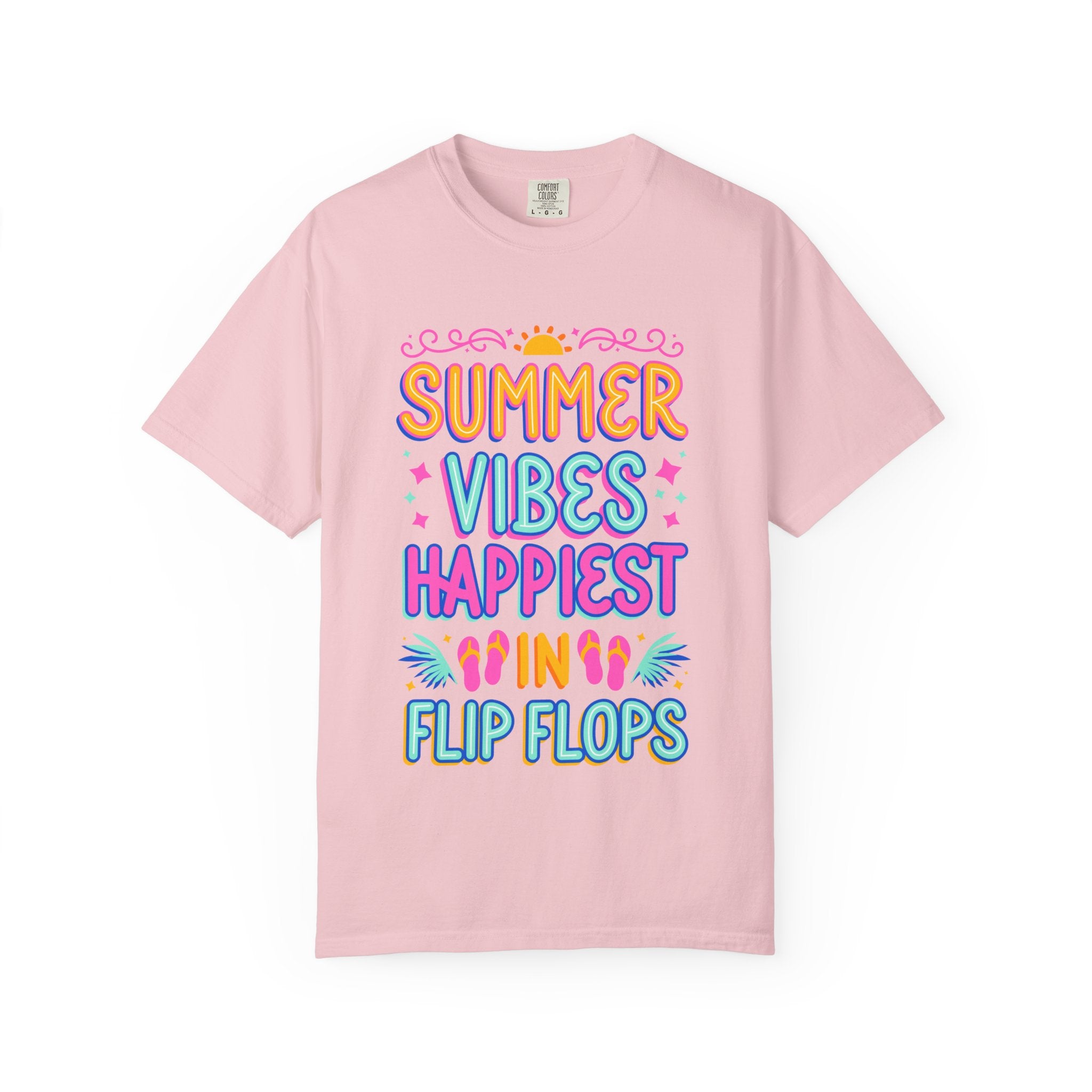 Summer Vibes Happiest in Flip Flops Text Printed Unisex T-Shirt