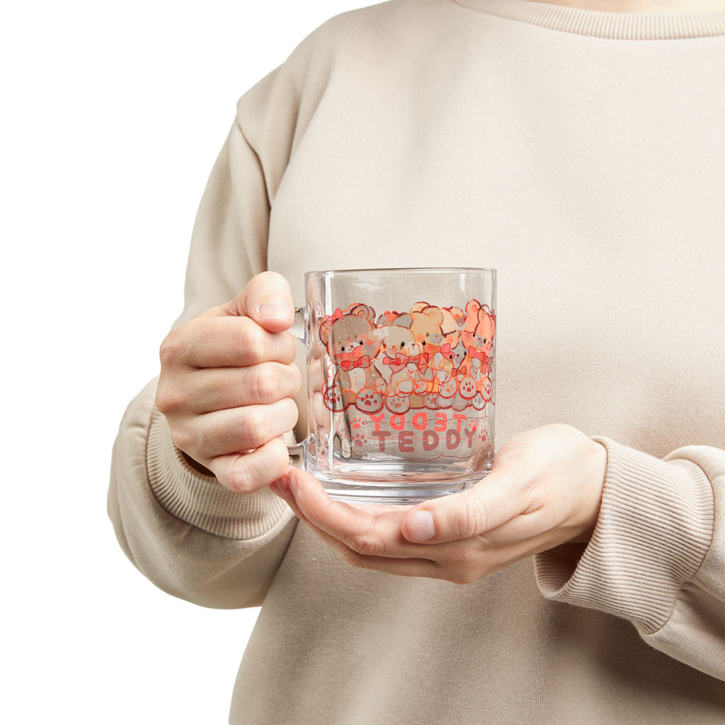 Cute Teddy Bears 10oz Glass Mug — Kawaii Gift for Kids & Tea Lovers
