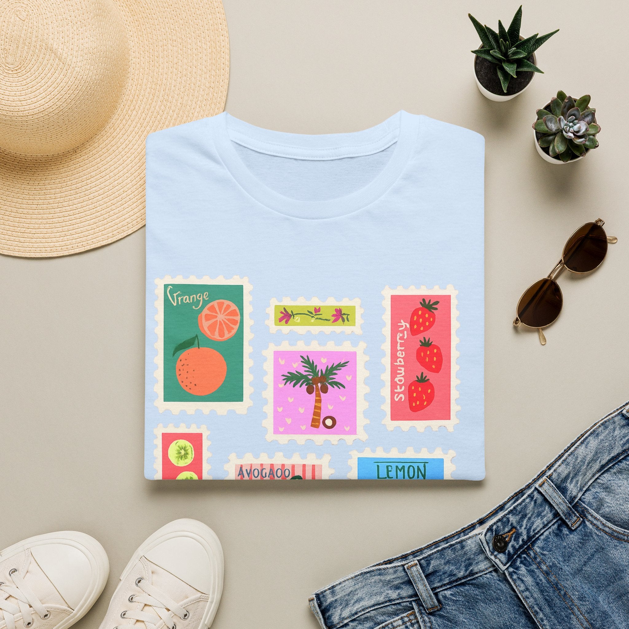 Fruit Patch Graphic T-Shirt — Tropical Citrus & Avocado Art Tee