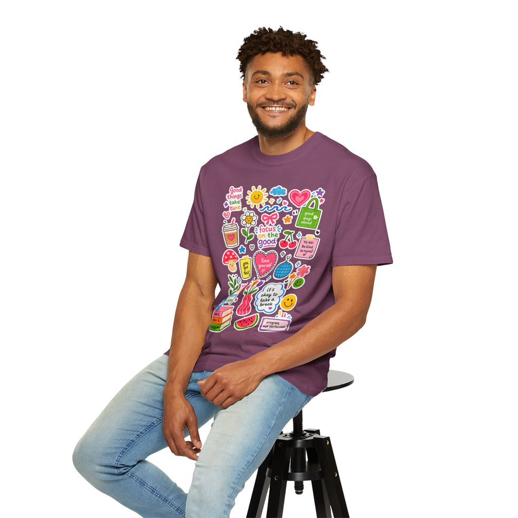 Positive Doodles Graphic T-Shirt — "Focus on the Good" Inspirational Tee