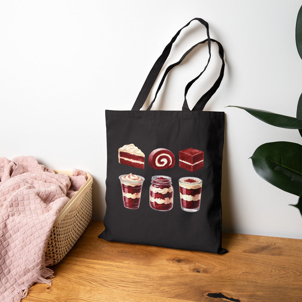 Red Velvet Dessert Lover Tote Bag — Pastries & Trifle Canvas Grocery Tote
