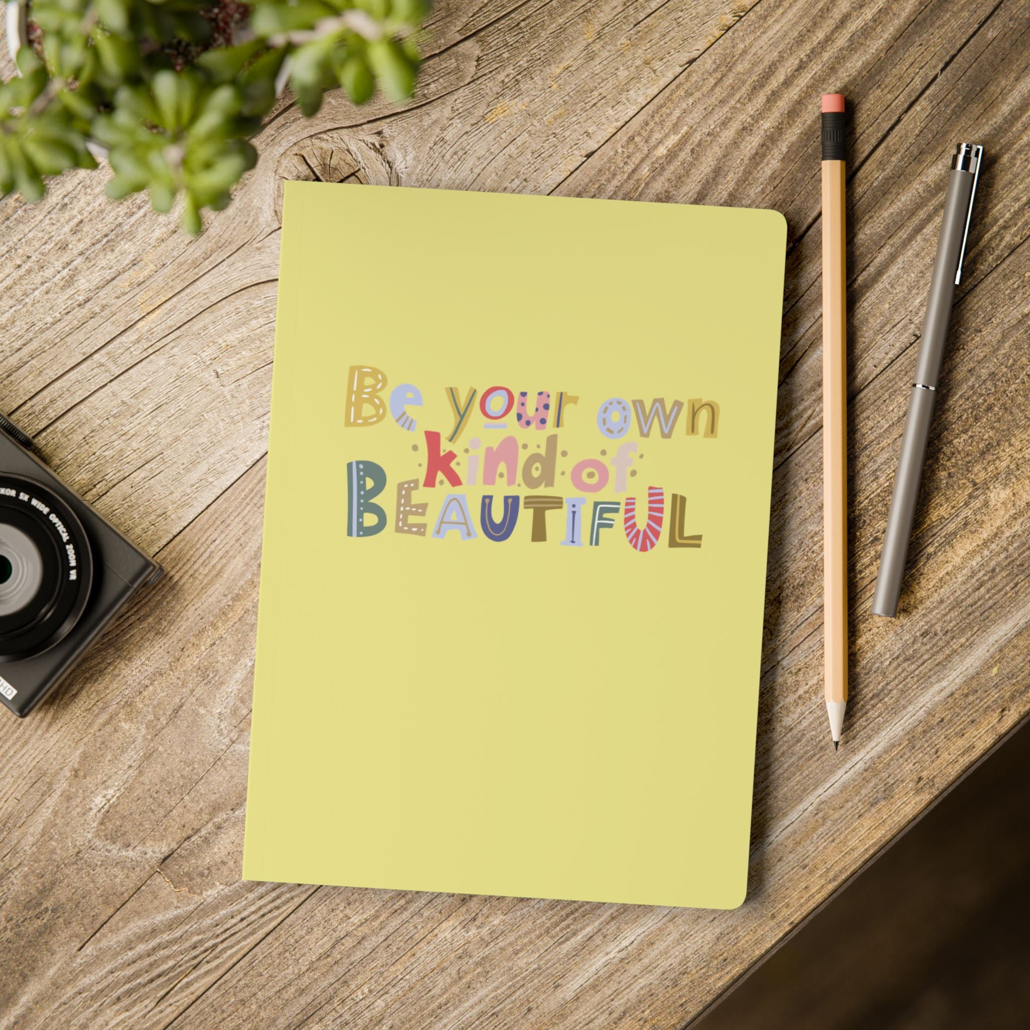 Be Your Own Kind of Beautiful Softcover Journal — Inspirational Yellow Notebook for Self-Love & Positivity