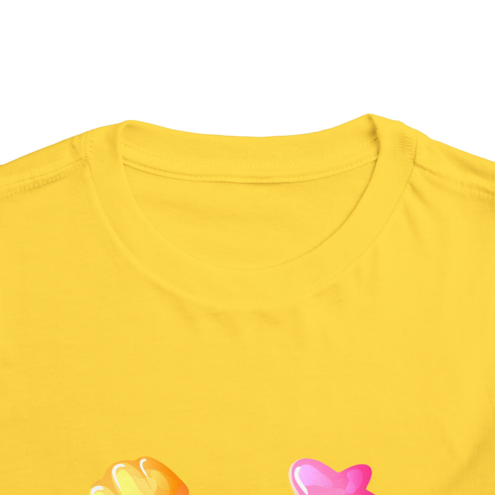 Toddler Candy Shapes Tee — Colorful Candy Heart Star Graphic Shirt for Kids