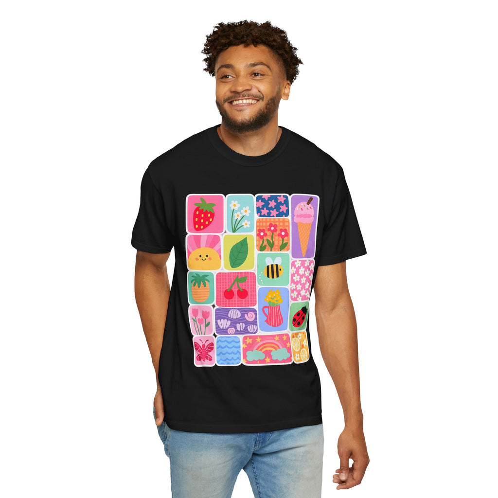Retro Cute Icons Summer T-Shirt — Colorful Illustration Tee