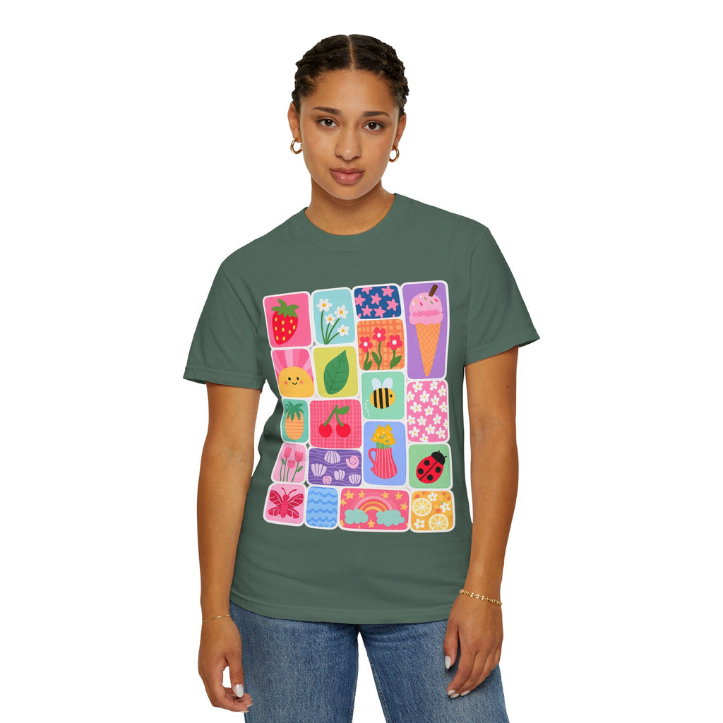 Retro Cute Icons Summer T-Shirt — Colorful Illustration Tee