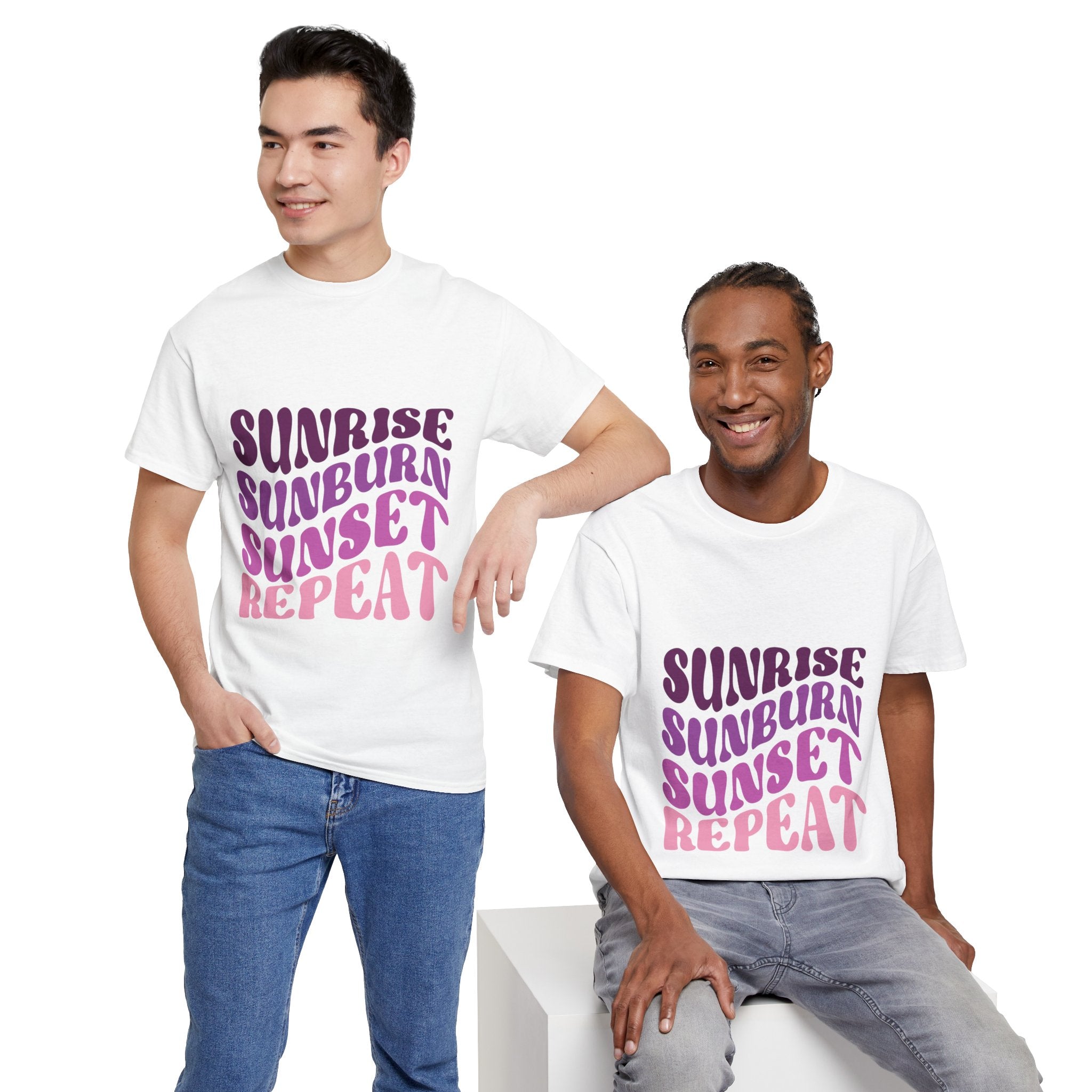 Sunrise Sunburn Sunset Repeat Retro Beach Tee