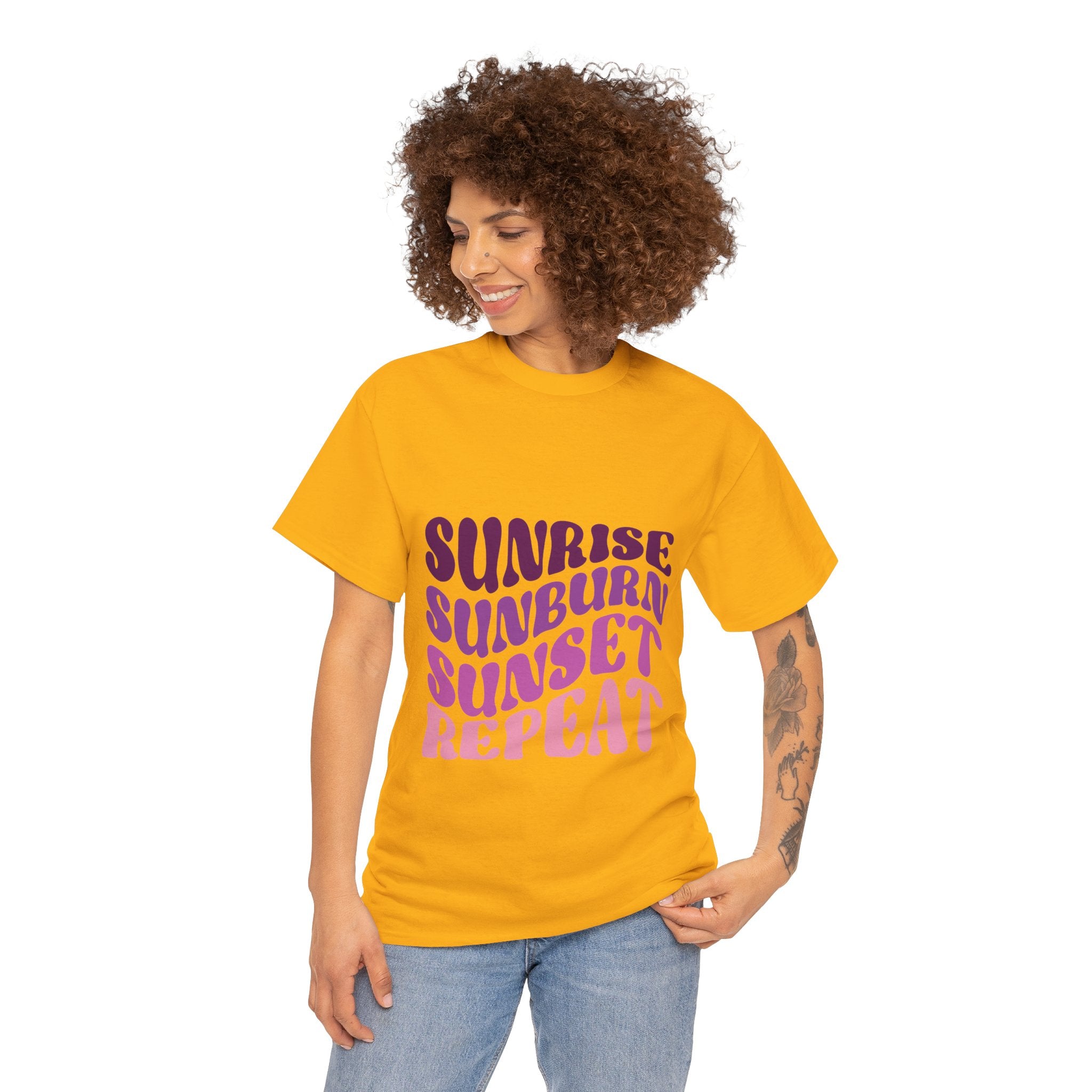 Sunrise Sunburn Sunset Repeat Retro Beach Tee