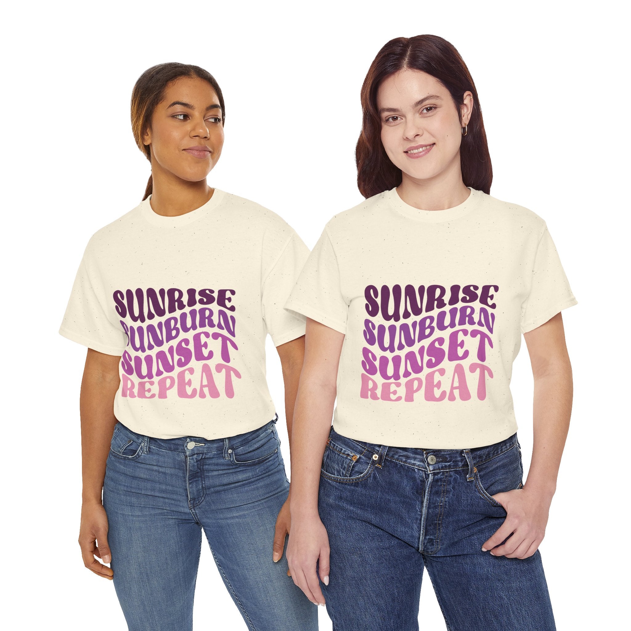 Sunrise Sunburn Sunset Repeat Retro Beach Tee