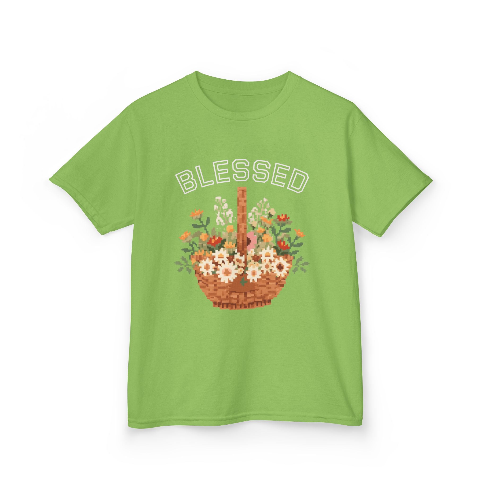 Kids 'Blessed' Floral Basket Tee — Cute Spring Youth T-Shirt