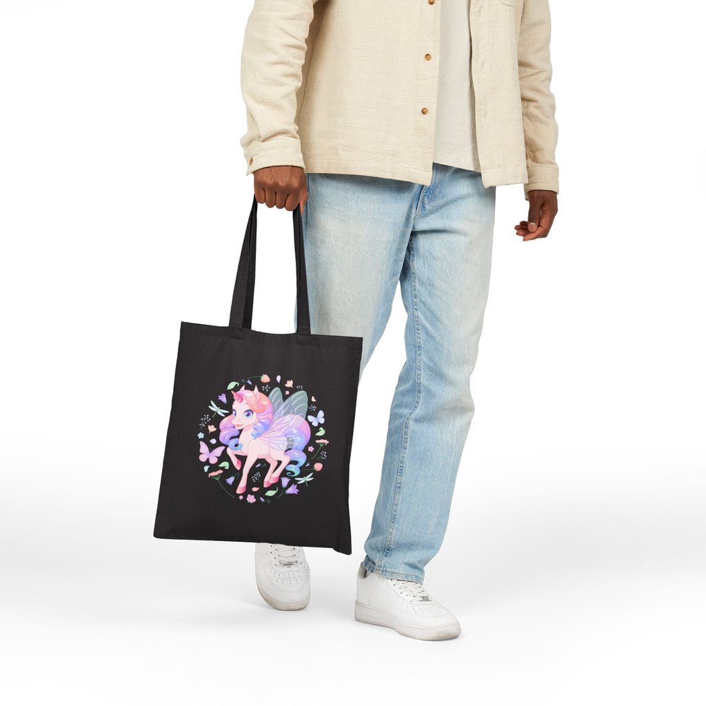 Cute Magical Unicorn Tote Bag — Pastel Rainbow Magical Cotton Canvas Shopper