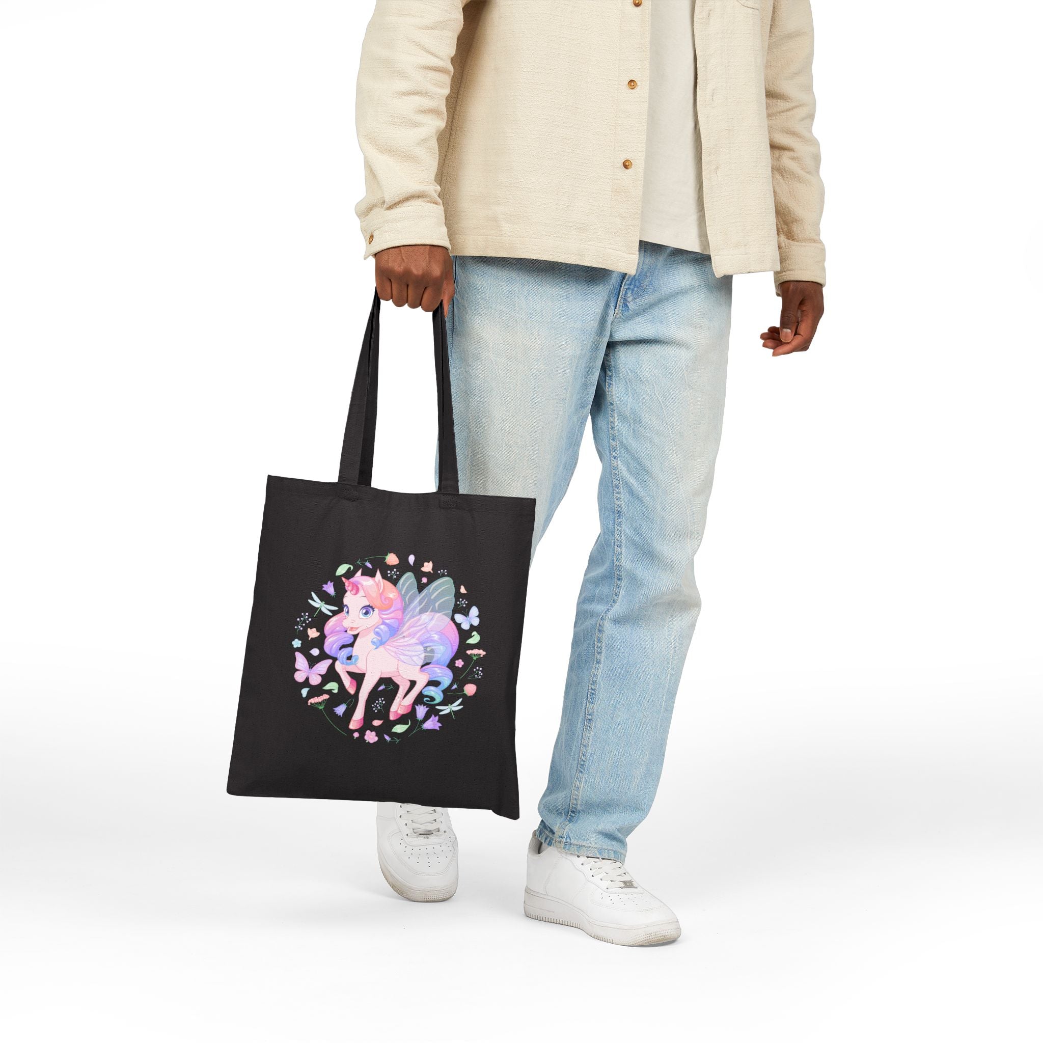 Cute Magical Unicorn Tote Bag — Pastel Rainbow Magical Cotton Canvas Shopper