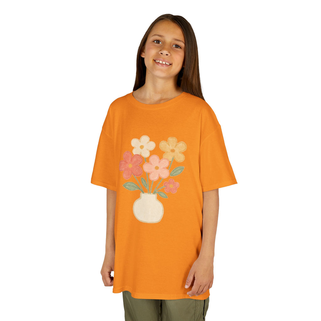 Kids Floral Vase Tee — Cute Retro Flower Graphic Shirt for Children